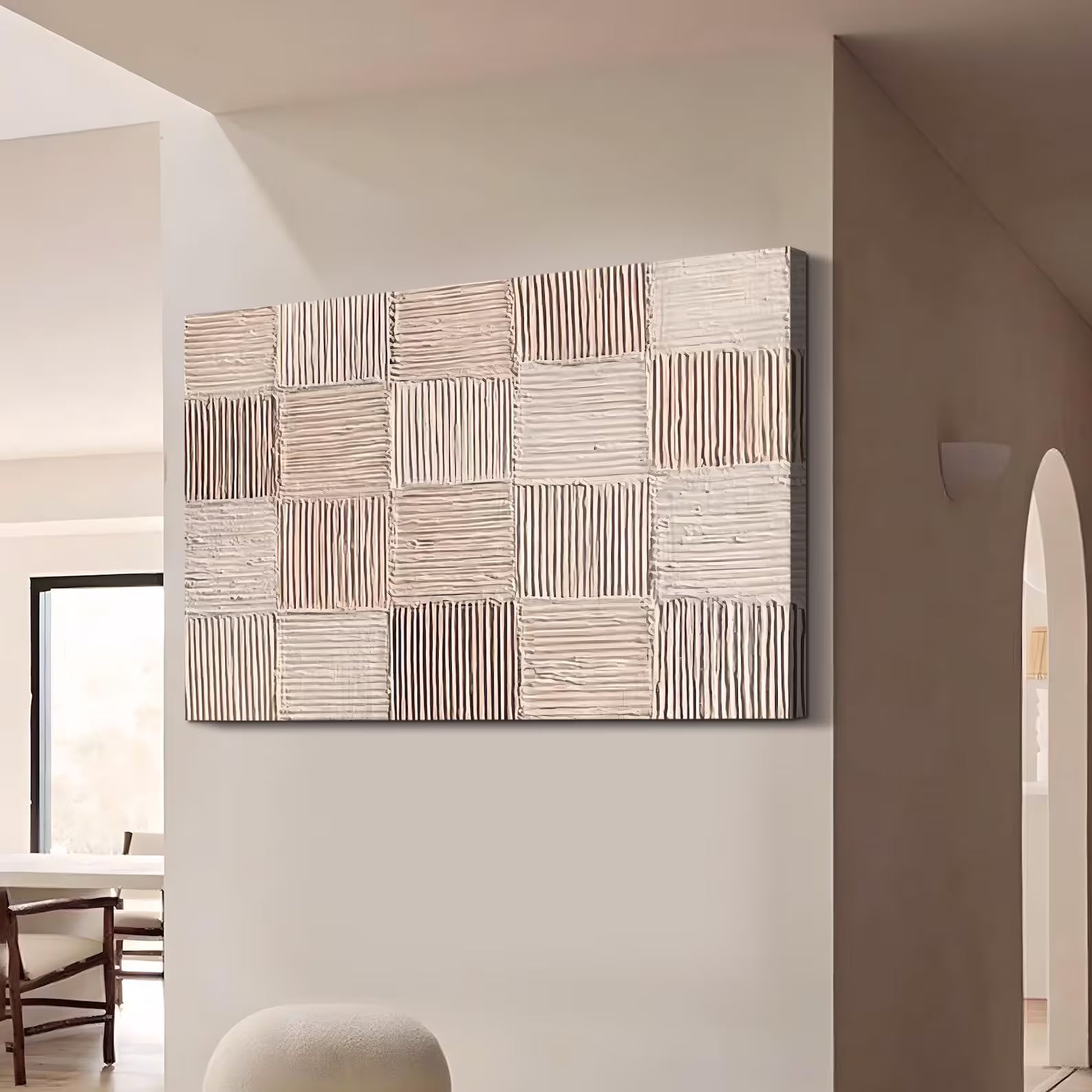 Textured Grid Serenity | Soft Neutrals