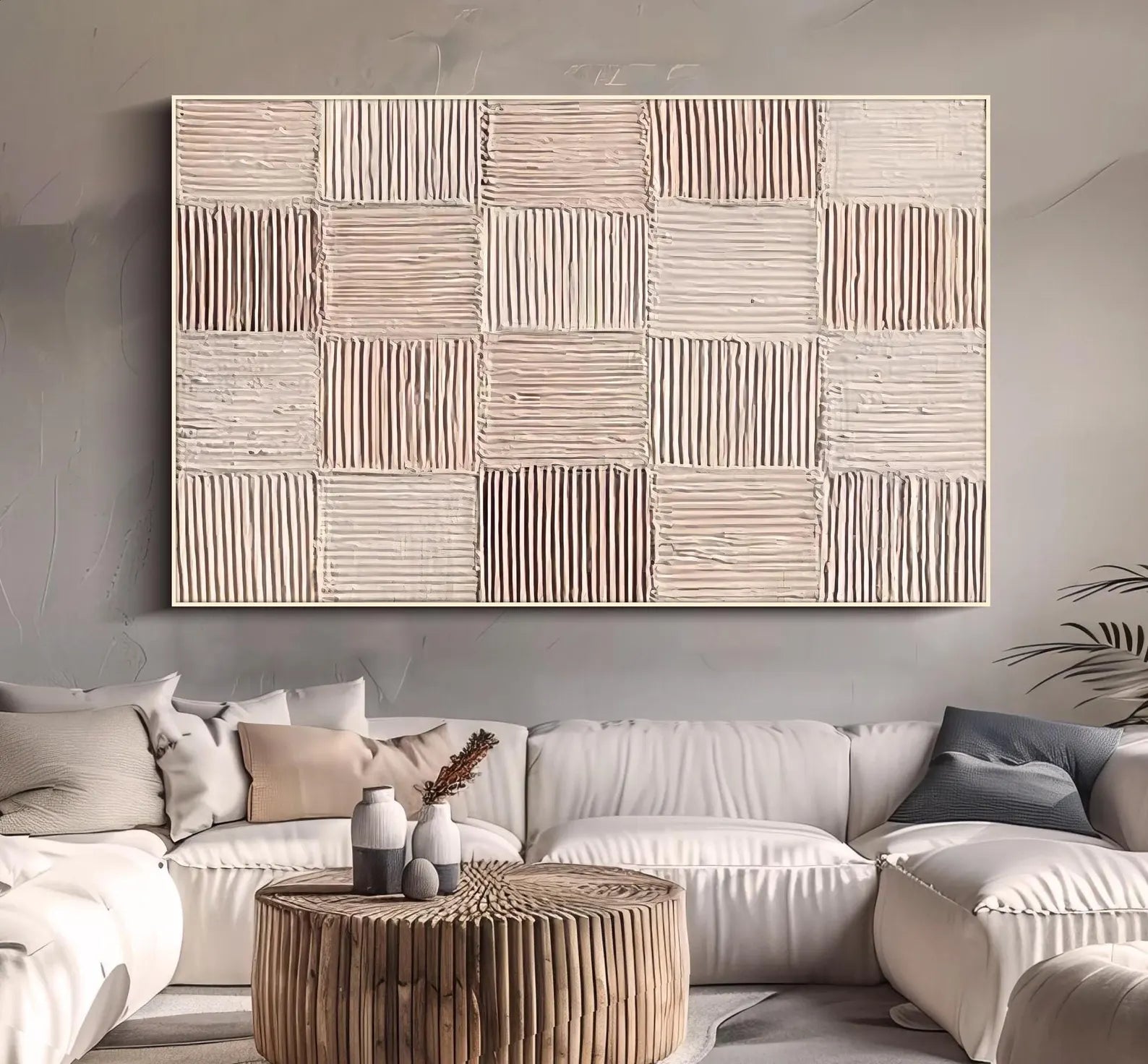 Textured Grid Serenity | Soft Neutrals