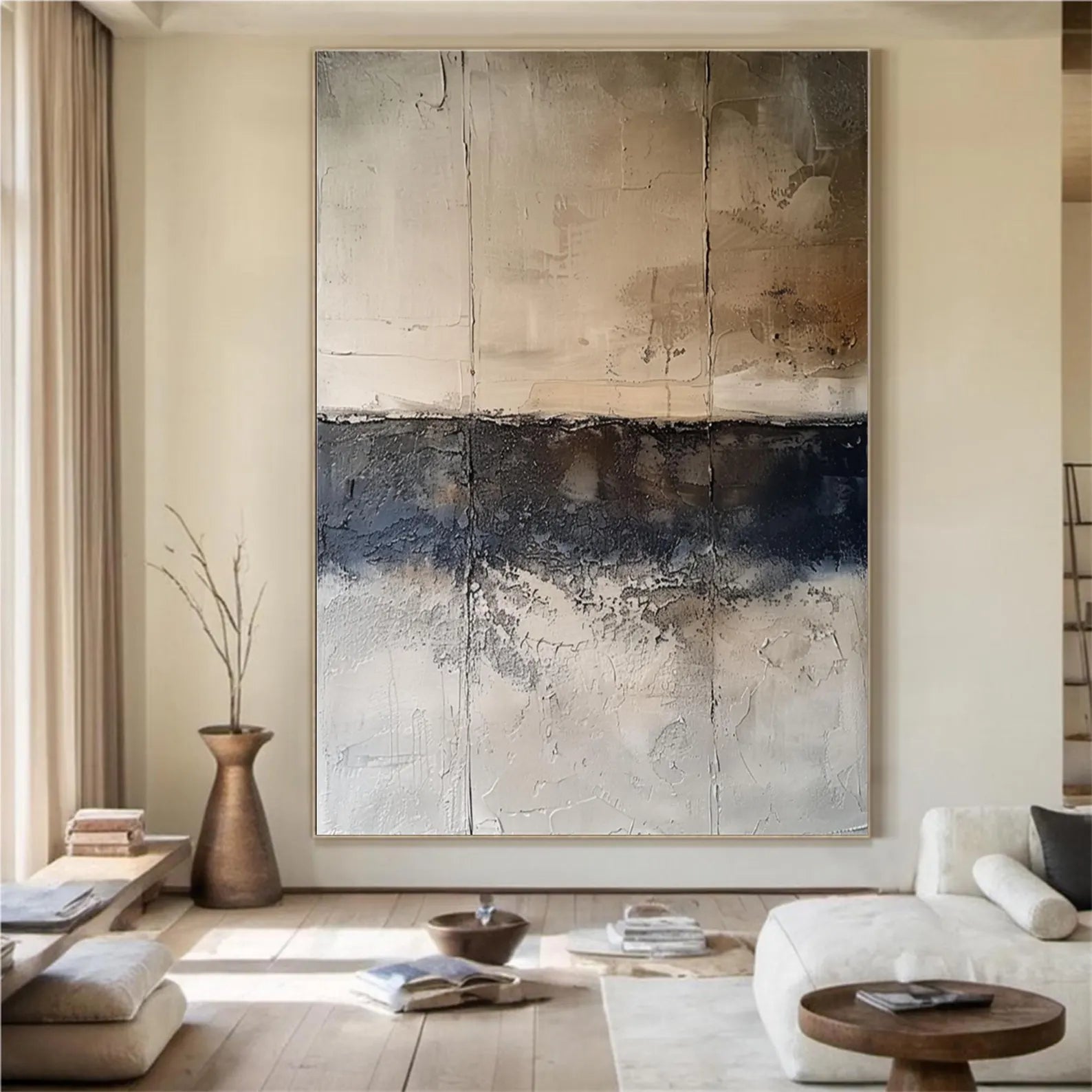 Textured Neutral Contrast | Beige Navy