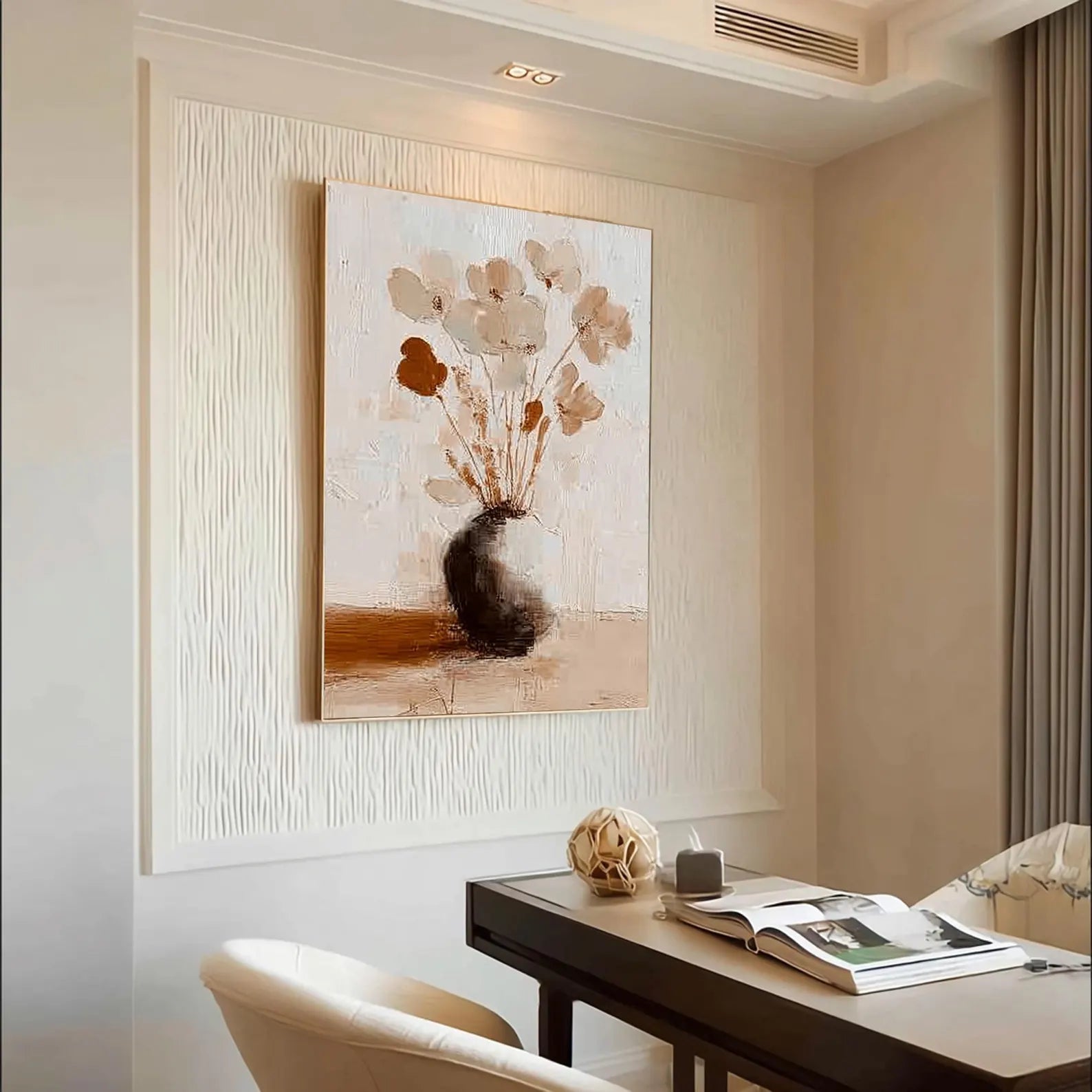 Textured Floral Serenity | Beige Bloom