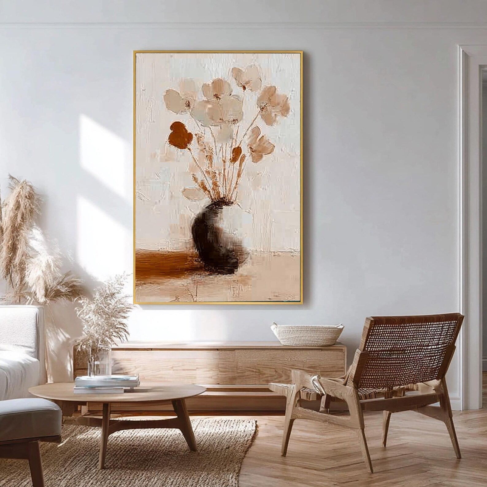 Textured Floral Serenity | Beige Bloom