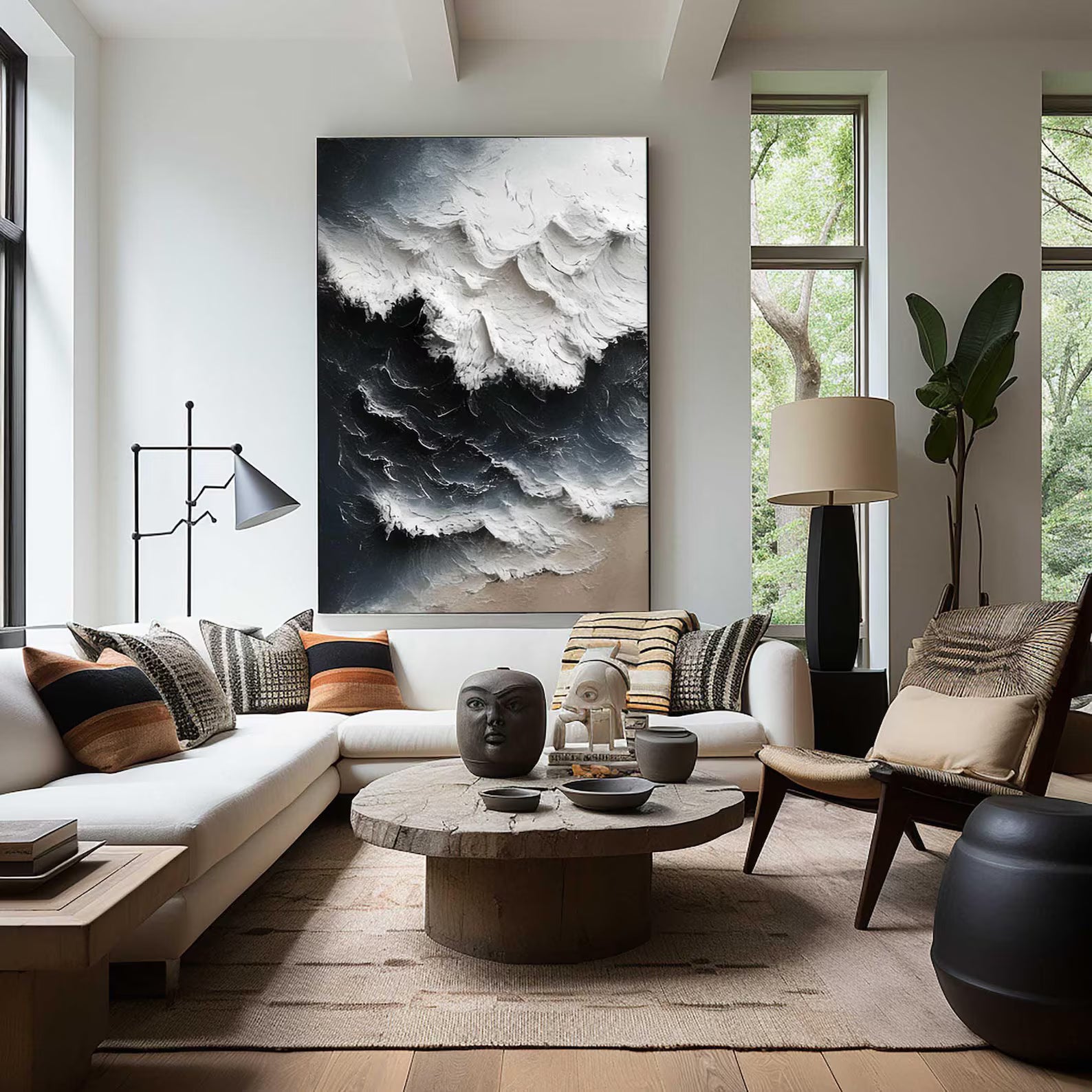 Textured Wave Drama | Black White