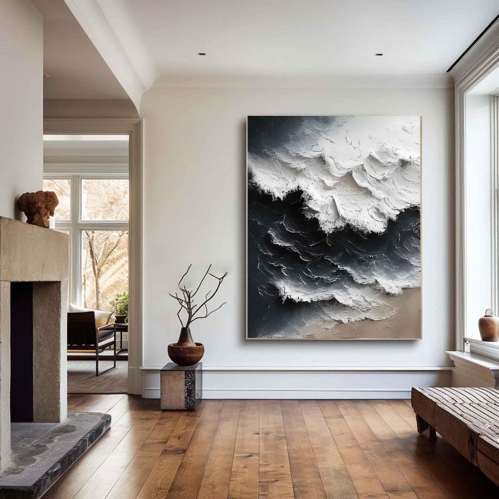 Textured Wave Drama | Black White