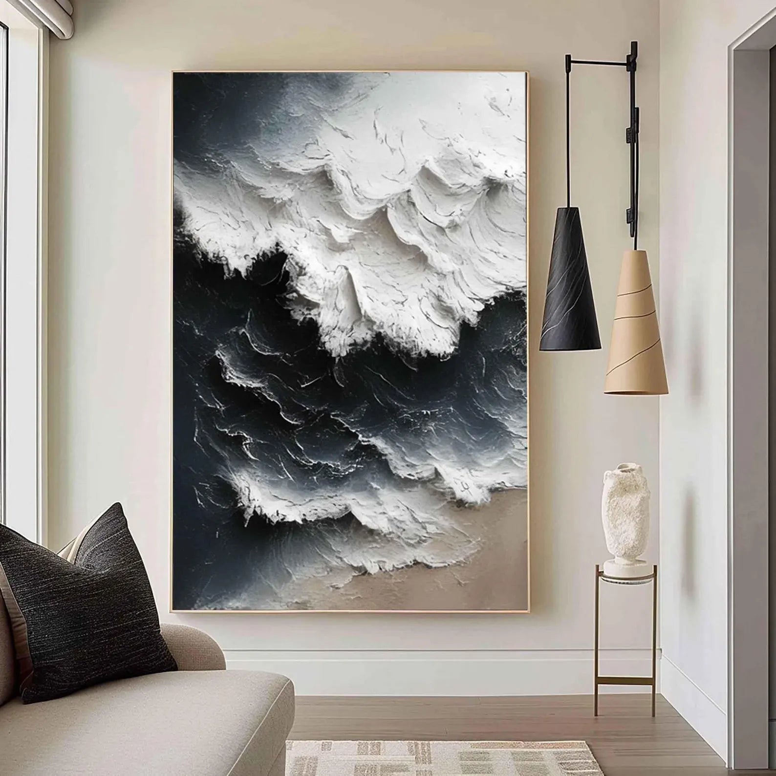 Textured Wave Drama | Black White