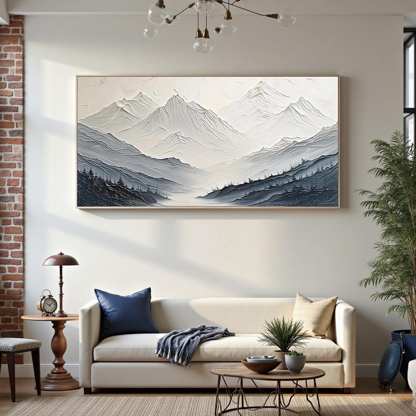 Textured Minimalist Mountain Art | Subtle Valleys Flow