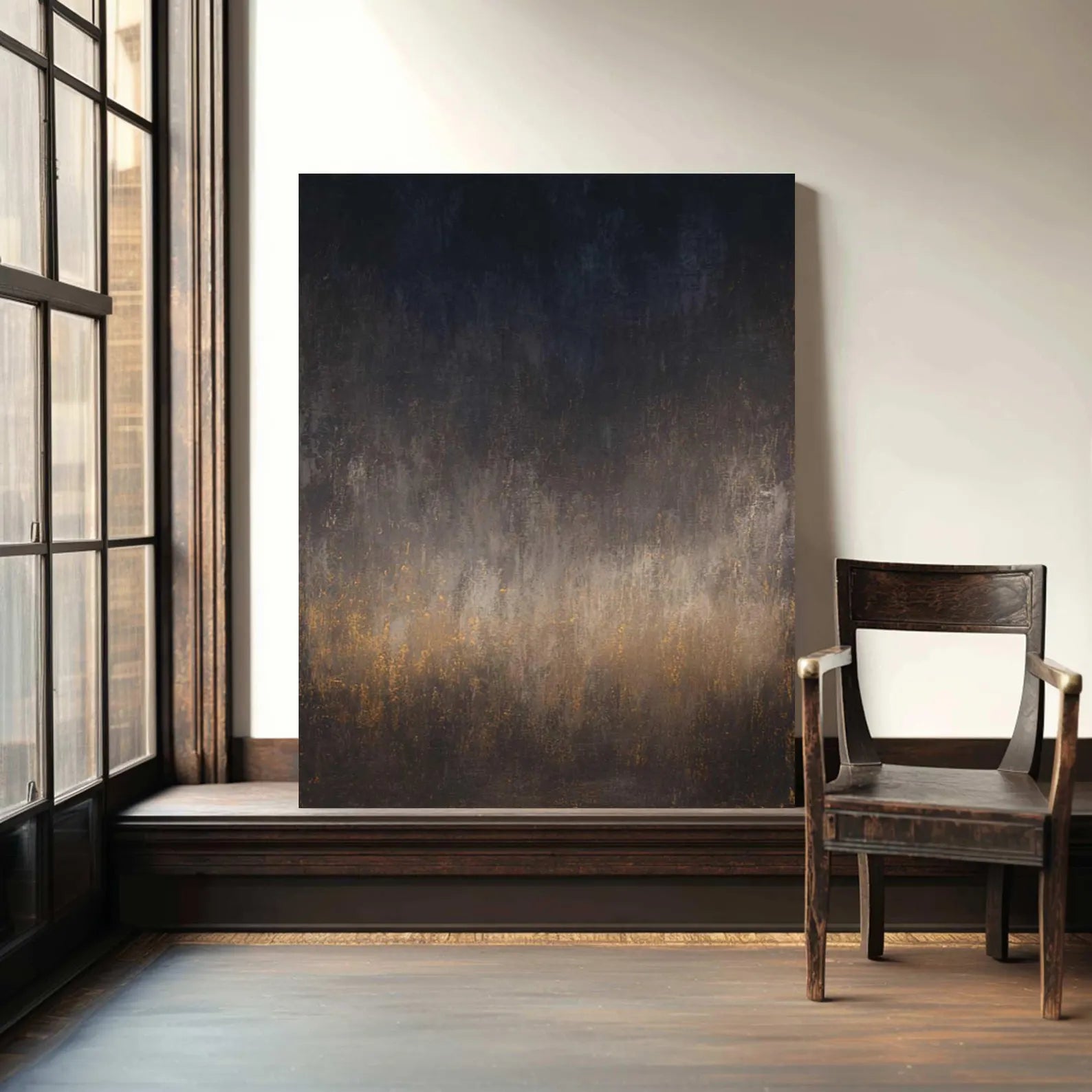 Textured Gradient Art | Midnight Gold Sophistication