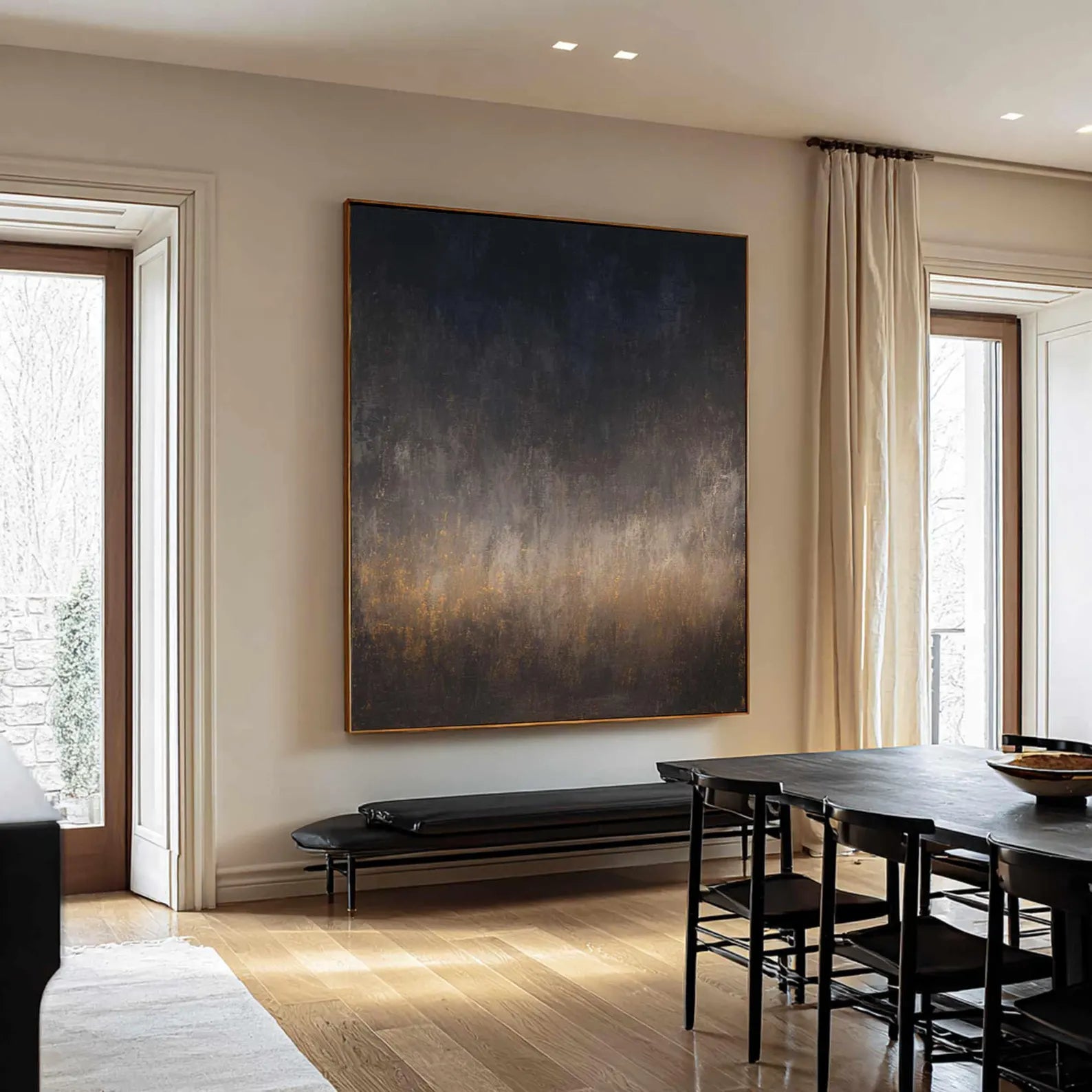 Textured Gradient Art | Midnight Gold Sophistication