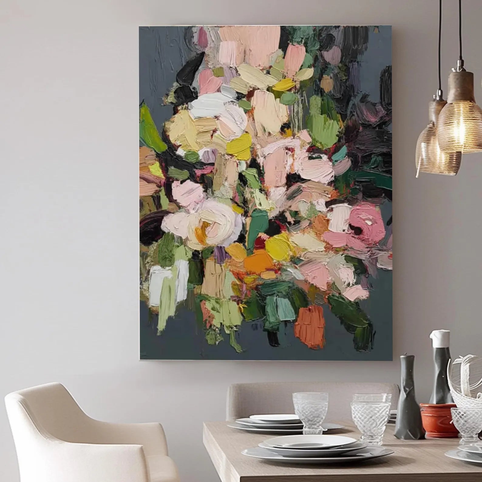 Textured Floral Vibrance | Pink Green