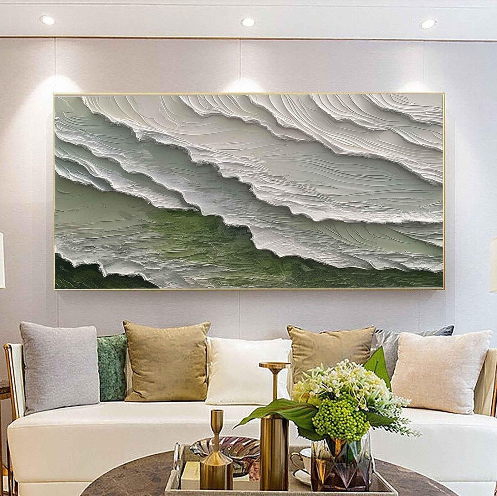 Textured Wave Grandeur | Green Whirl