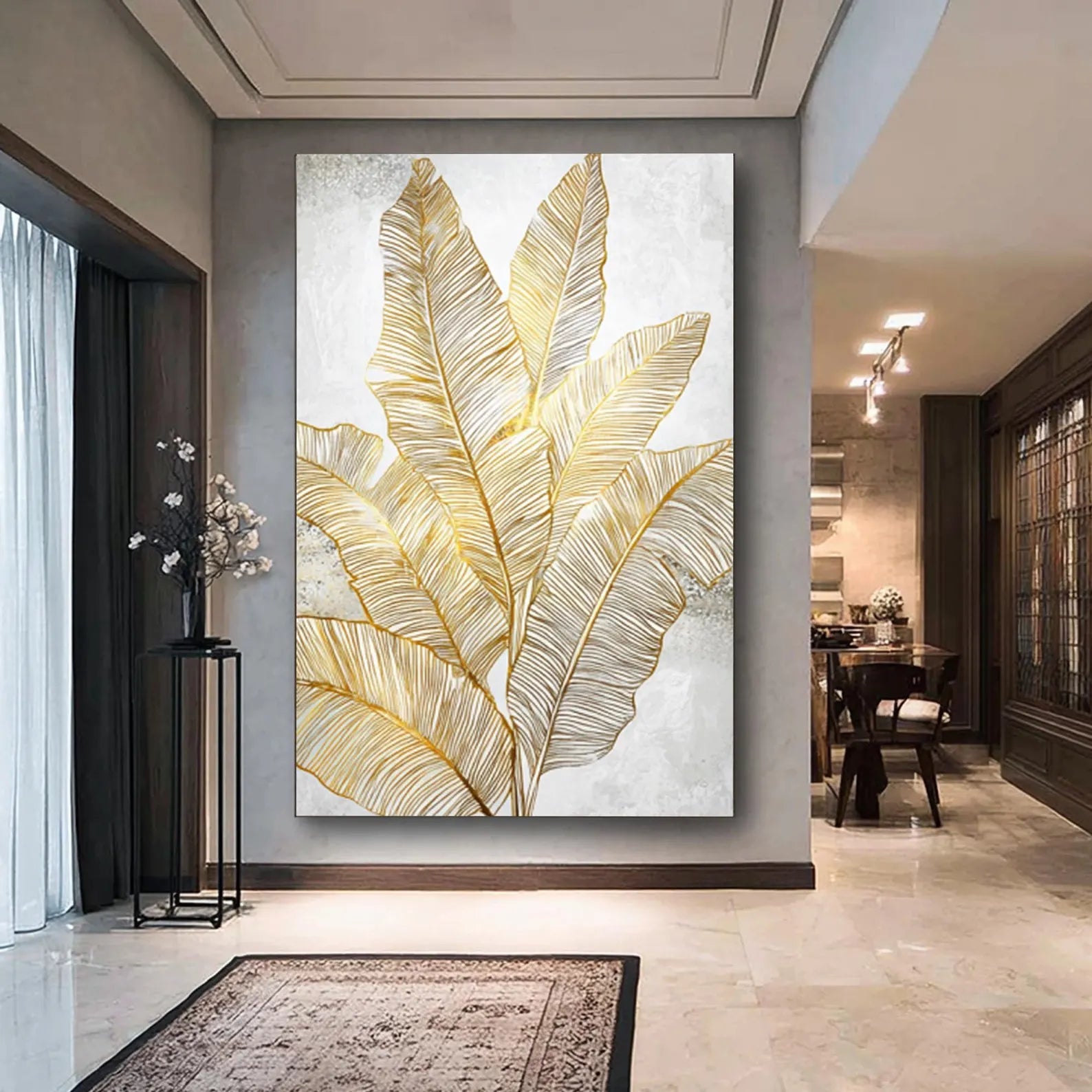 Textured Botanical Opulence | Gold White
