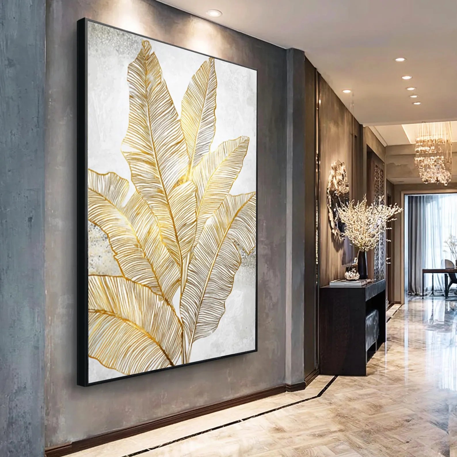 Textured Botanical Opulence | Gold White