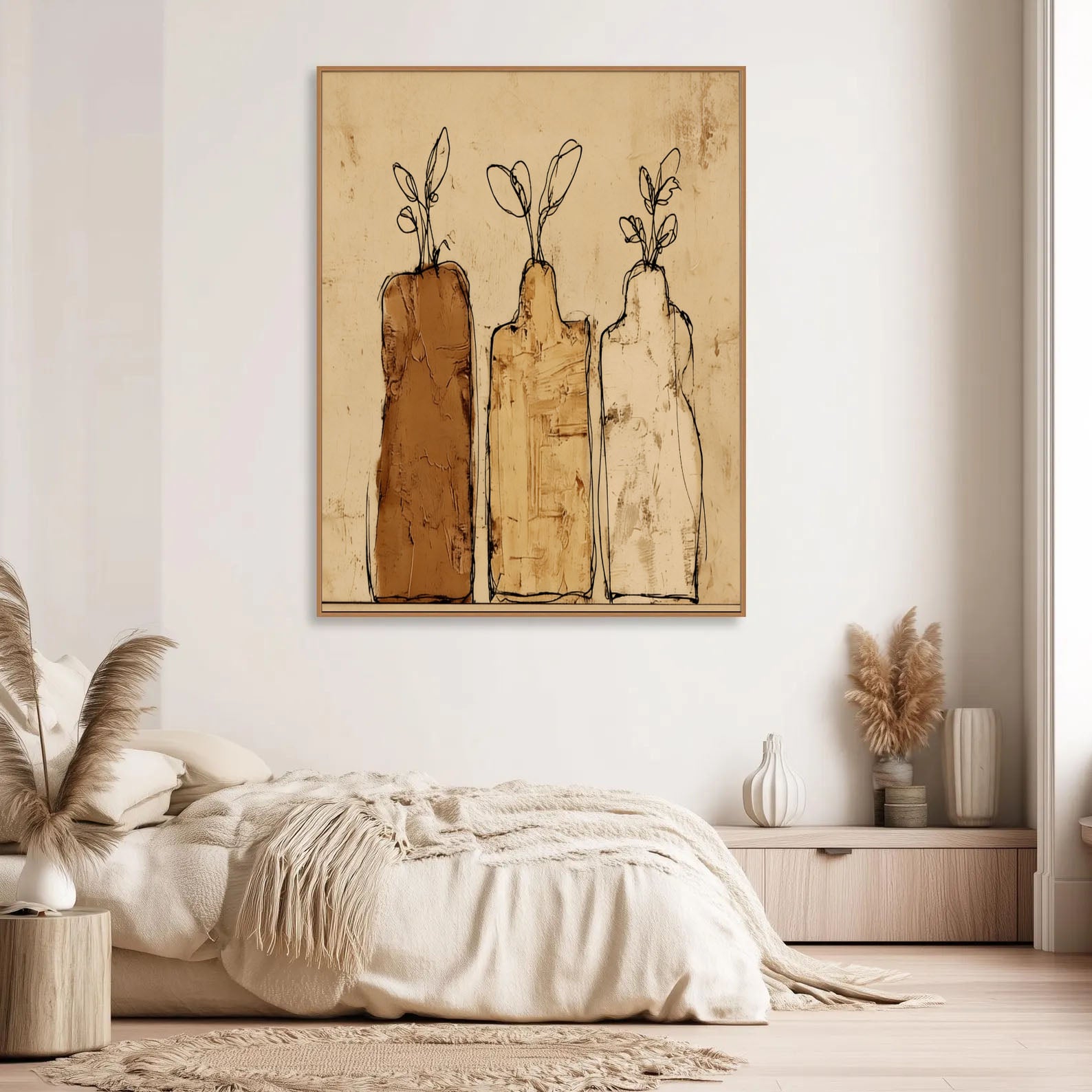 Textured Vase Trio | Warm Neutrals