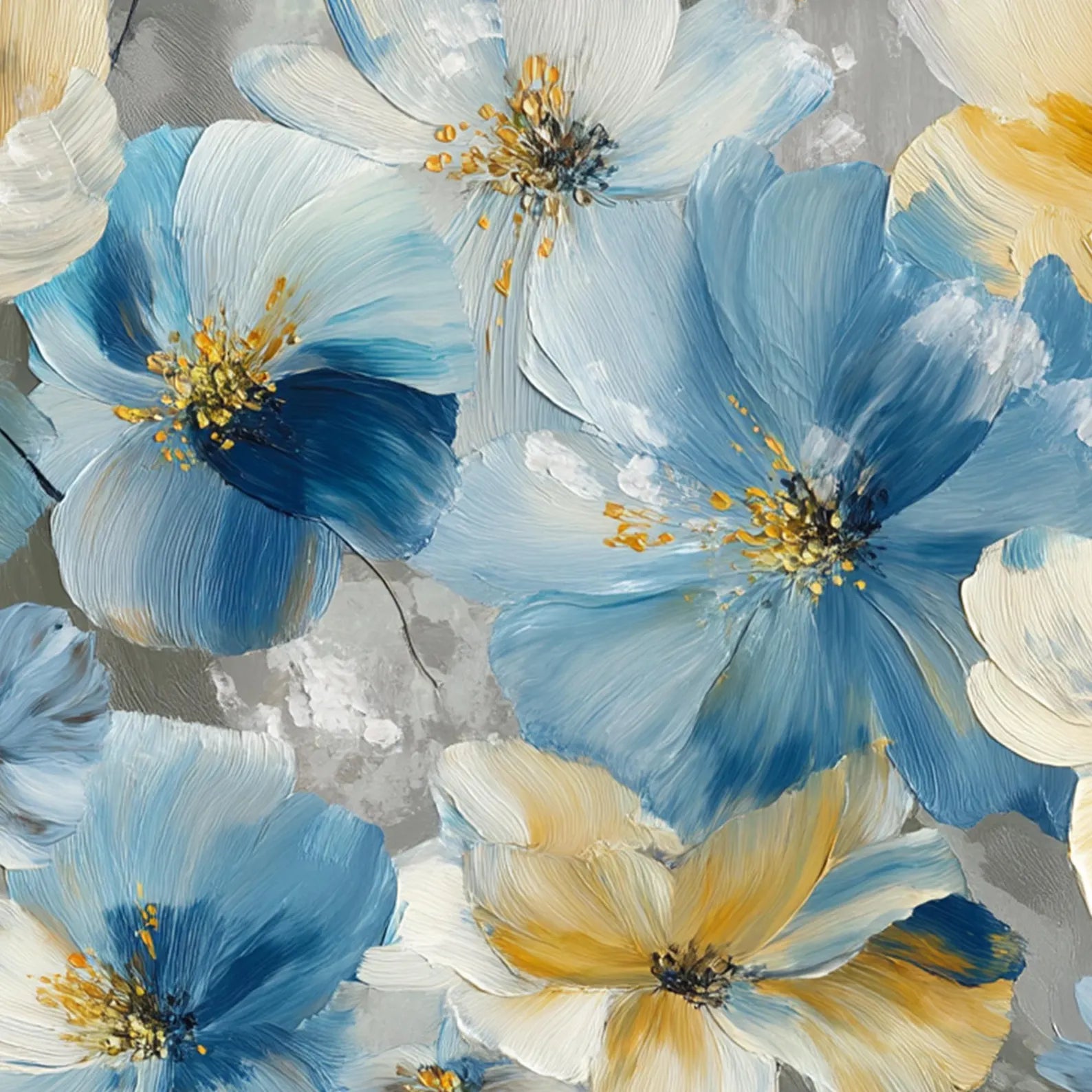 Textured Floral Opulence | Azure Blooms