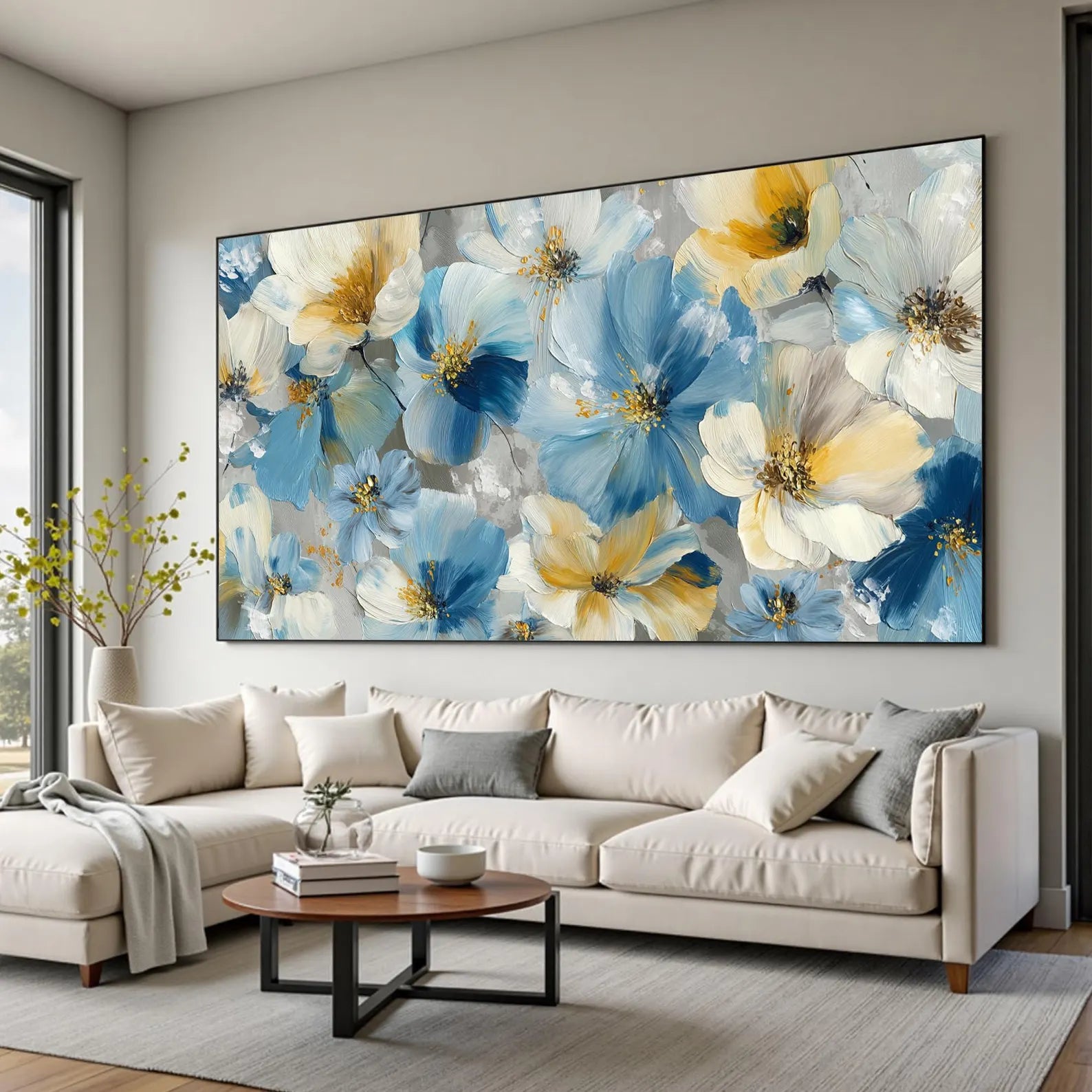 Textured Floral Opulence | Azure Blooms