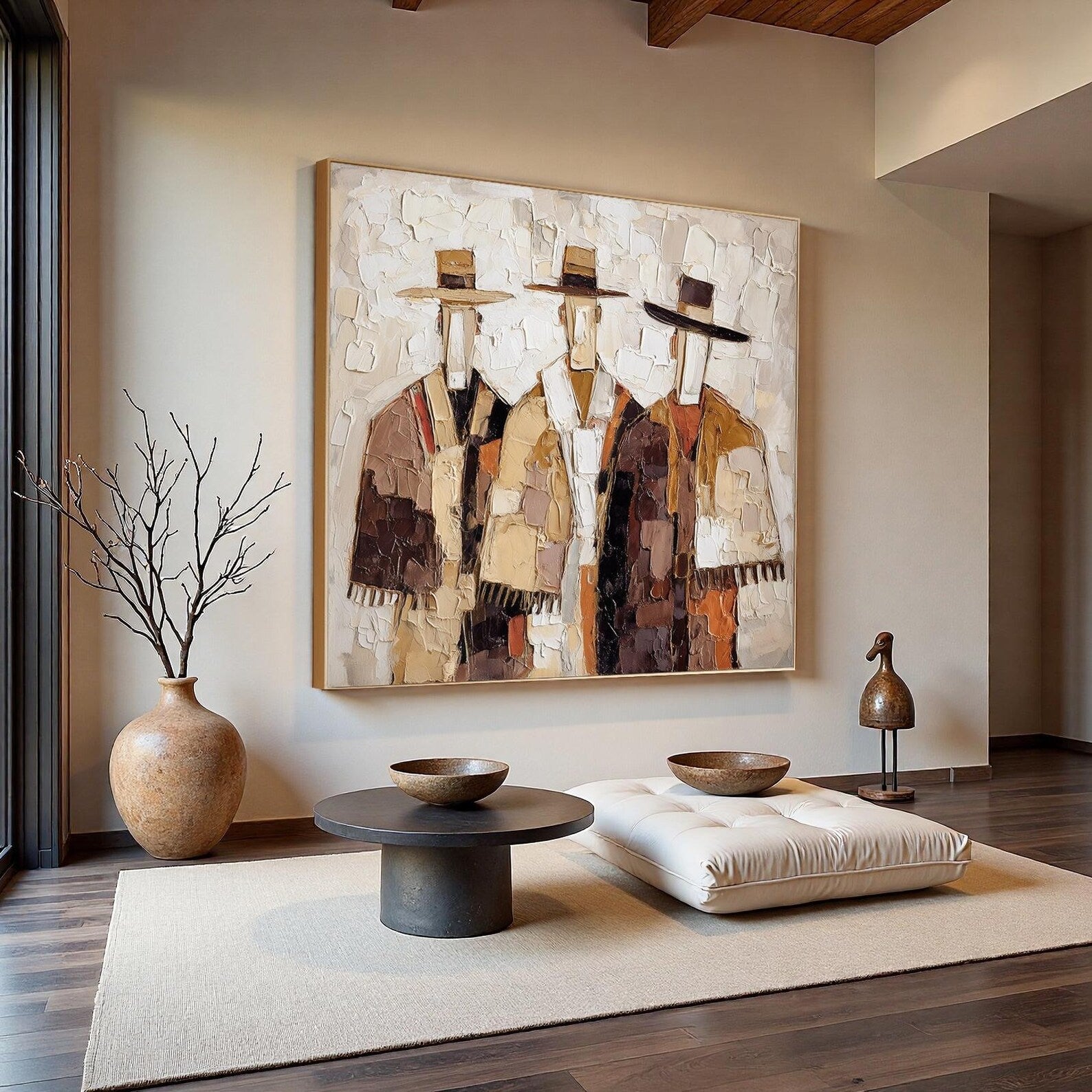 Textured Abstract Figure Art | Subtle Tones Flow
