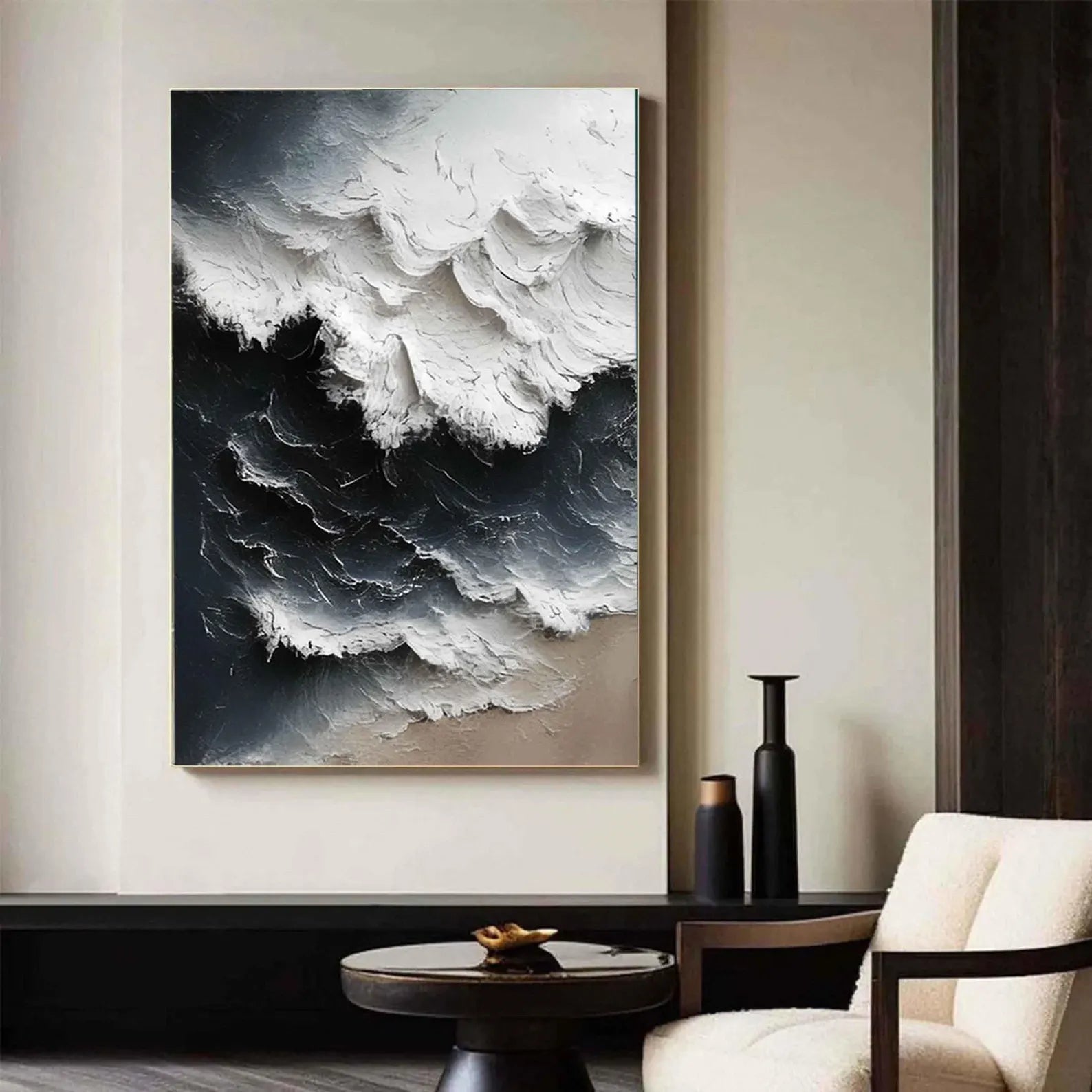 Textured Wave Drama | Black White