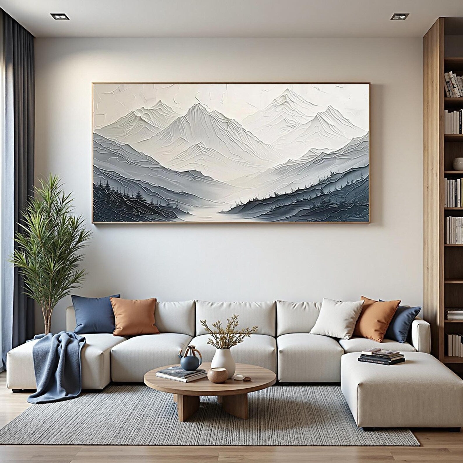 Textured Minimalist Mountain Art | Subtle Valleys Flow