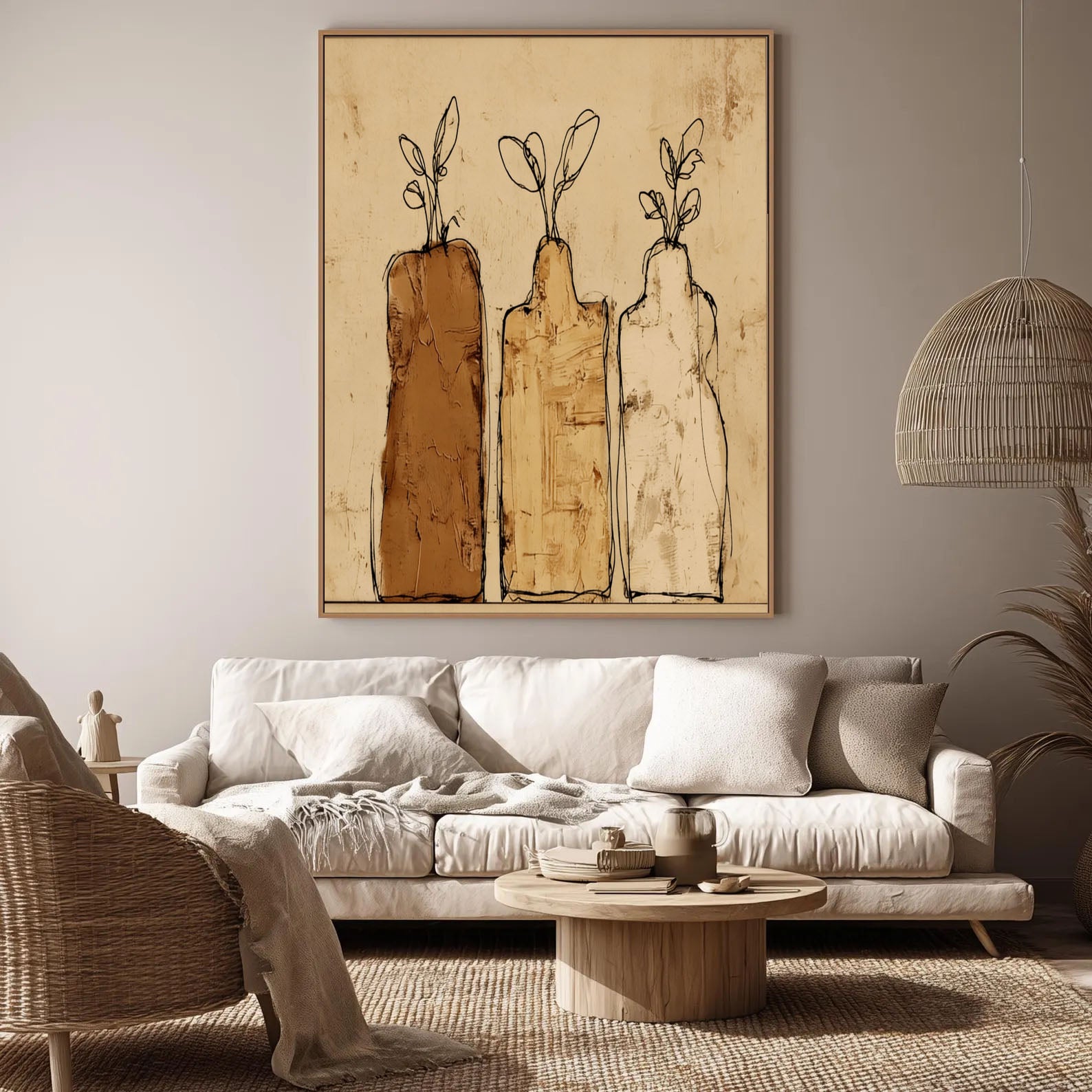 Textured Vase Trio | Warm Neutrals