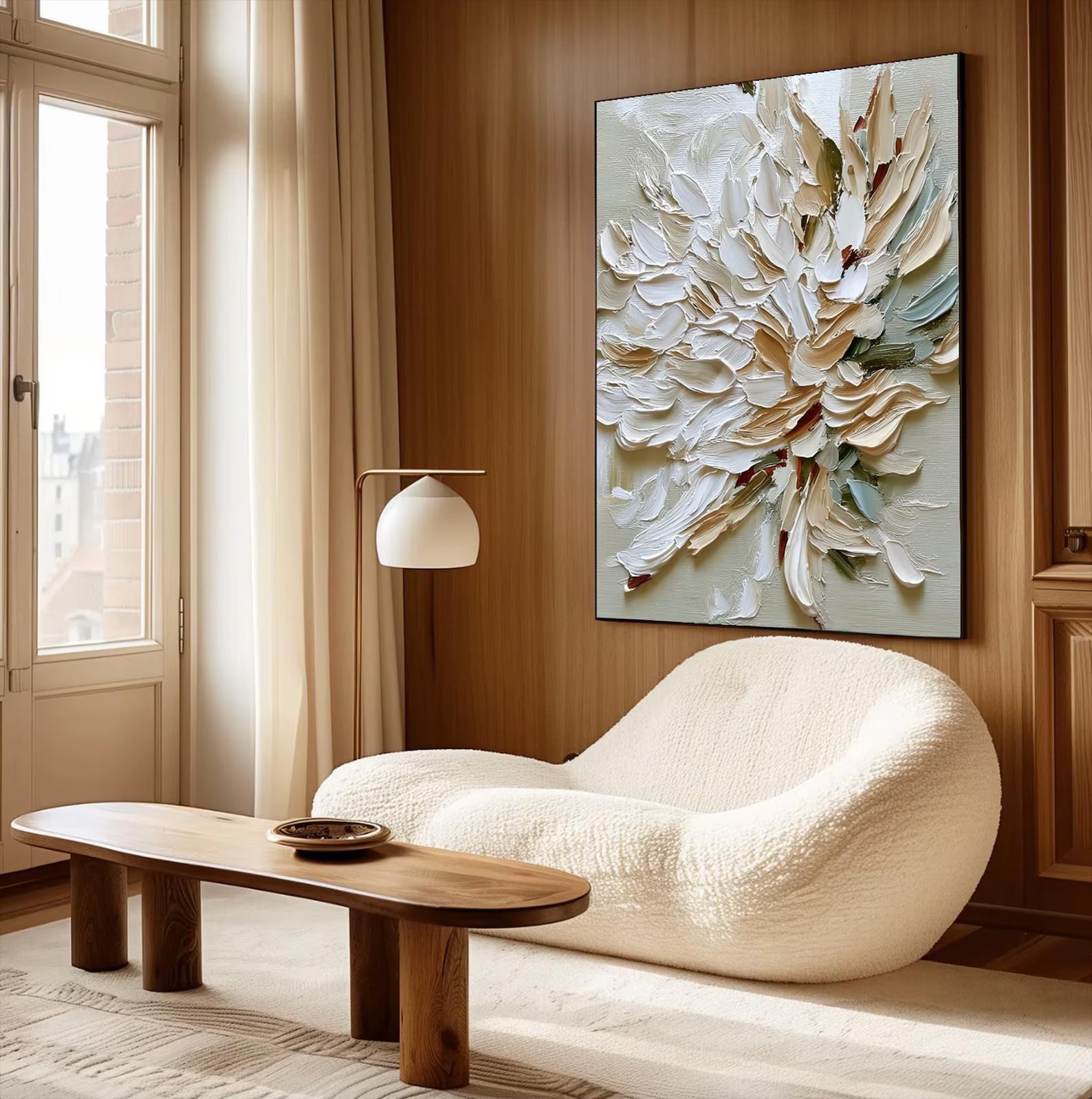 Textured Floral Elegance | Beige Blossom