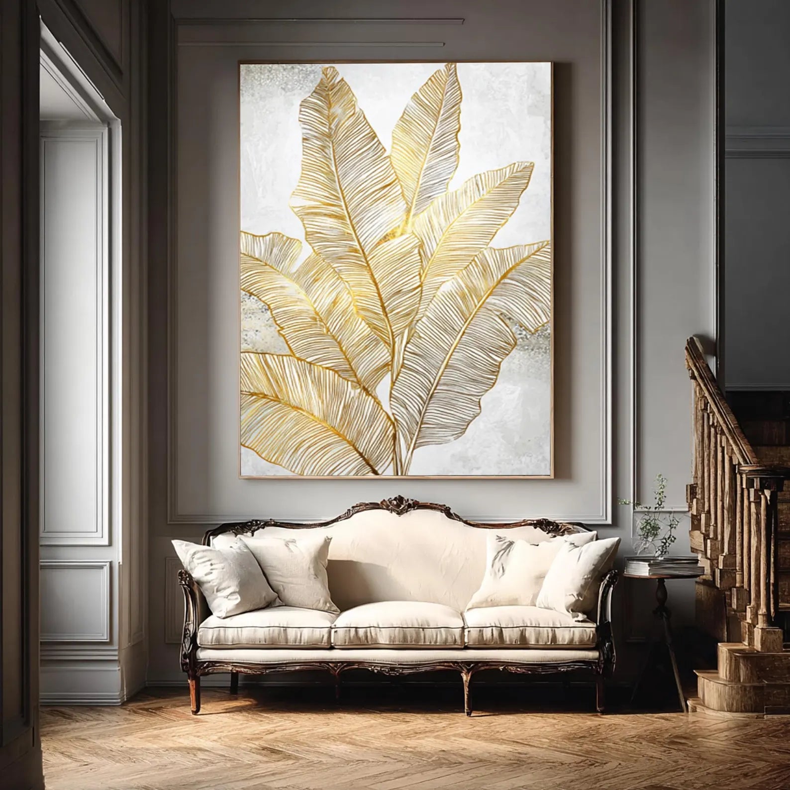Textured Botanical Opulence | Gold White