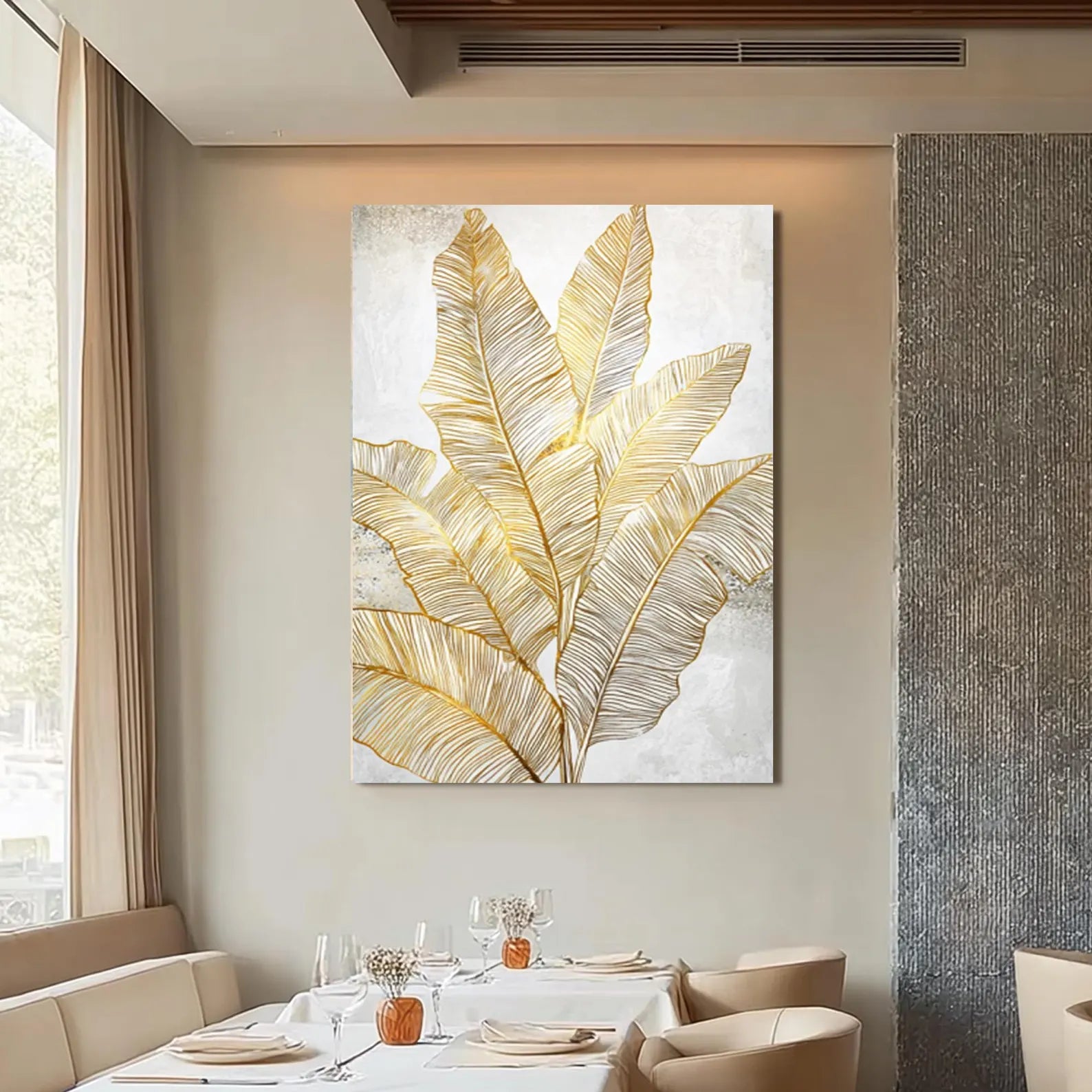 Textured Botanical Opulence | Gold White