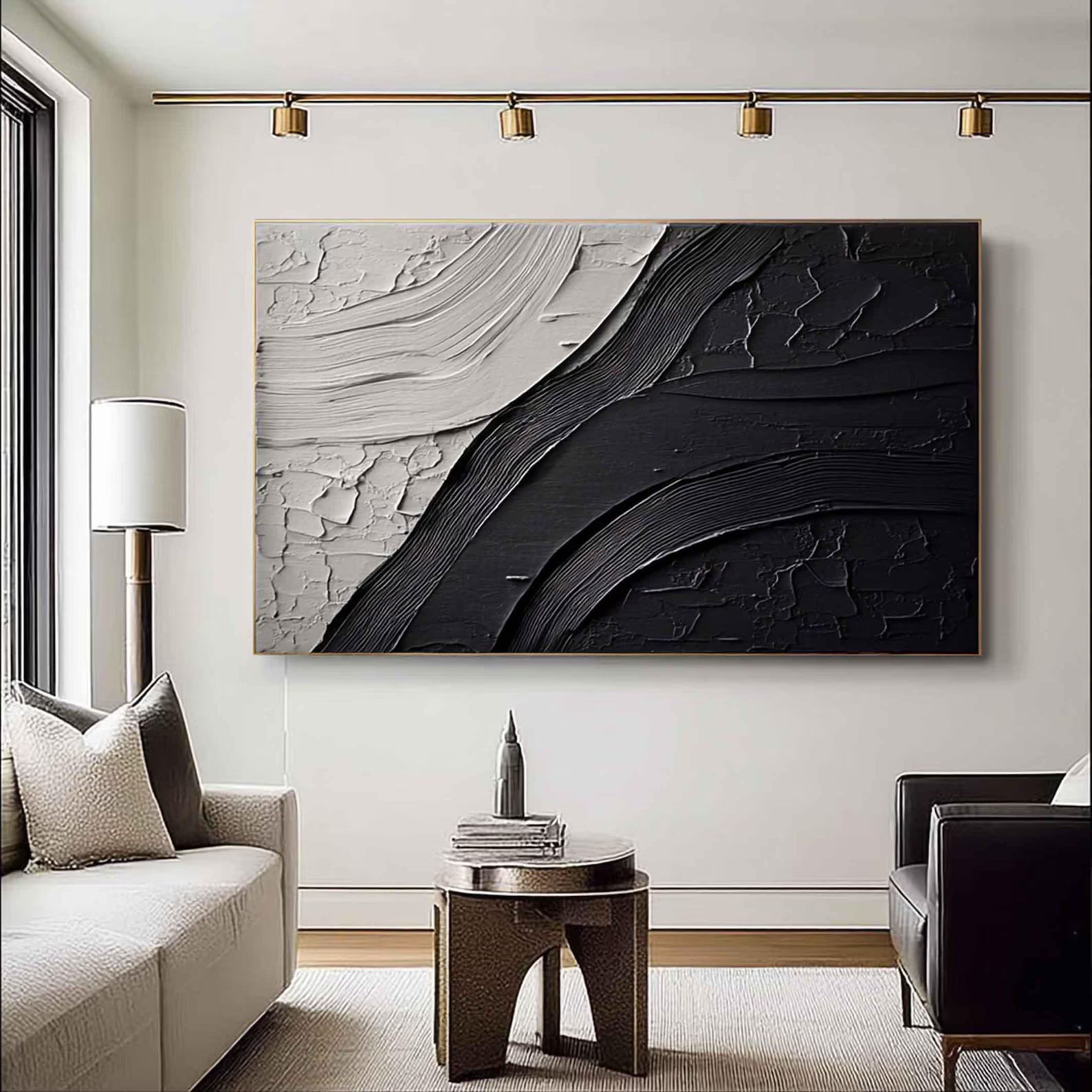 Textured Contrast Flow | Black White