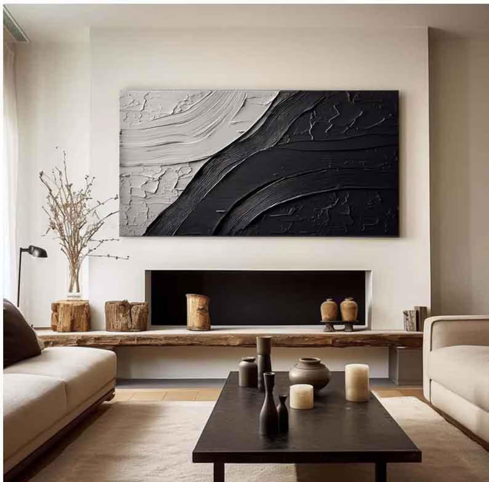 Textured Contrast Flow | Black White