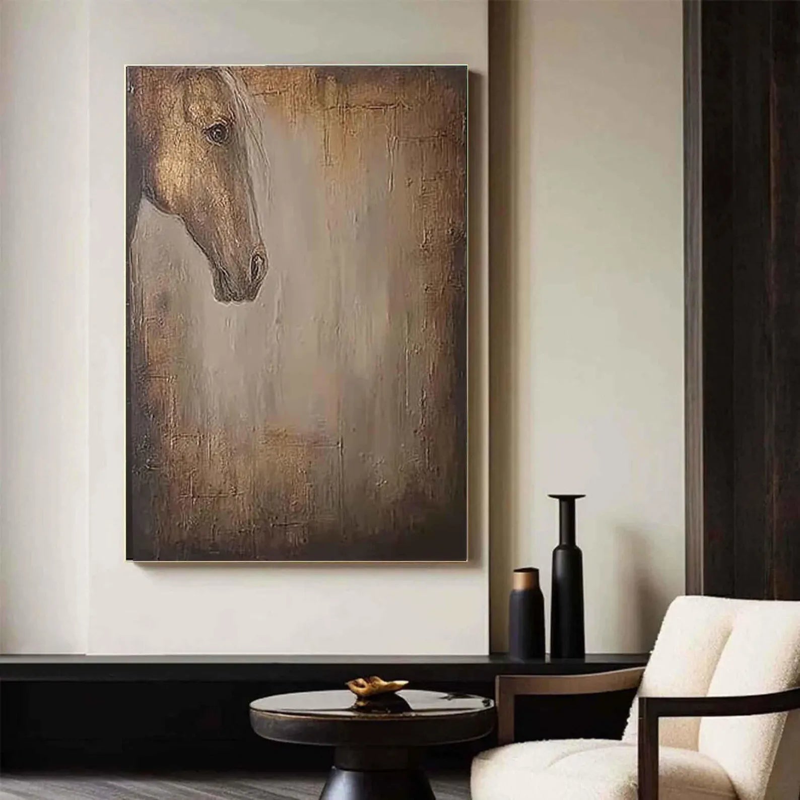 Textured Equine Grandeur | Brown Beige
