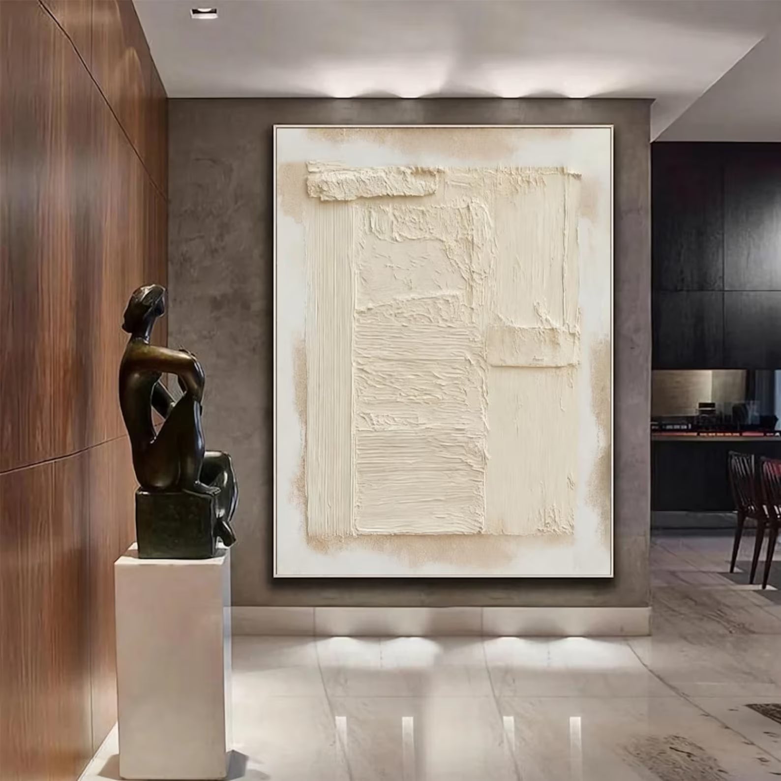 Textured Ivory Serenity | Linen Relief