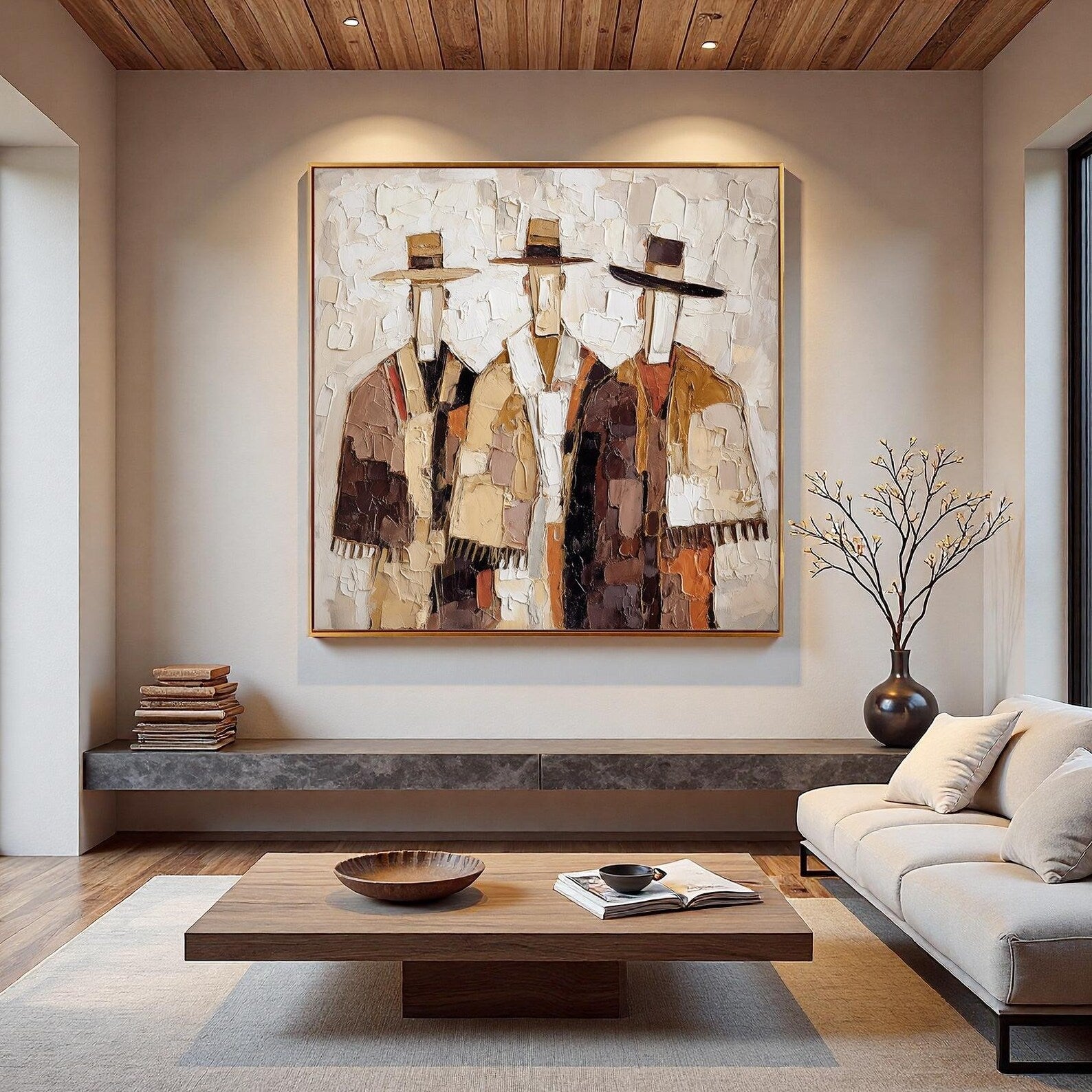 Textured Abstract Figure Art | Subtle Tones Flow