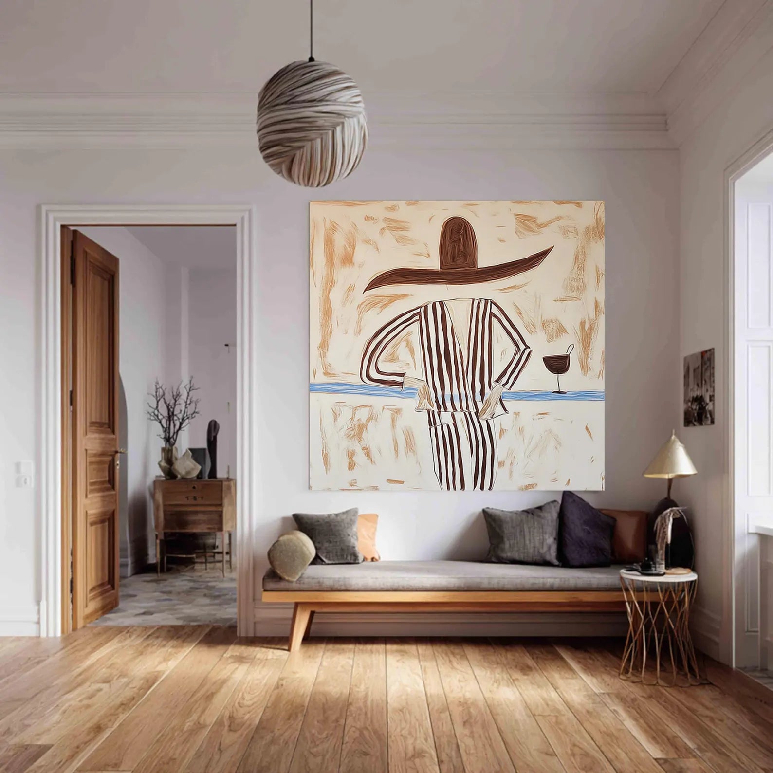 Textured Retro Opulence | Striped Hat