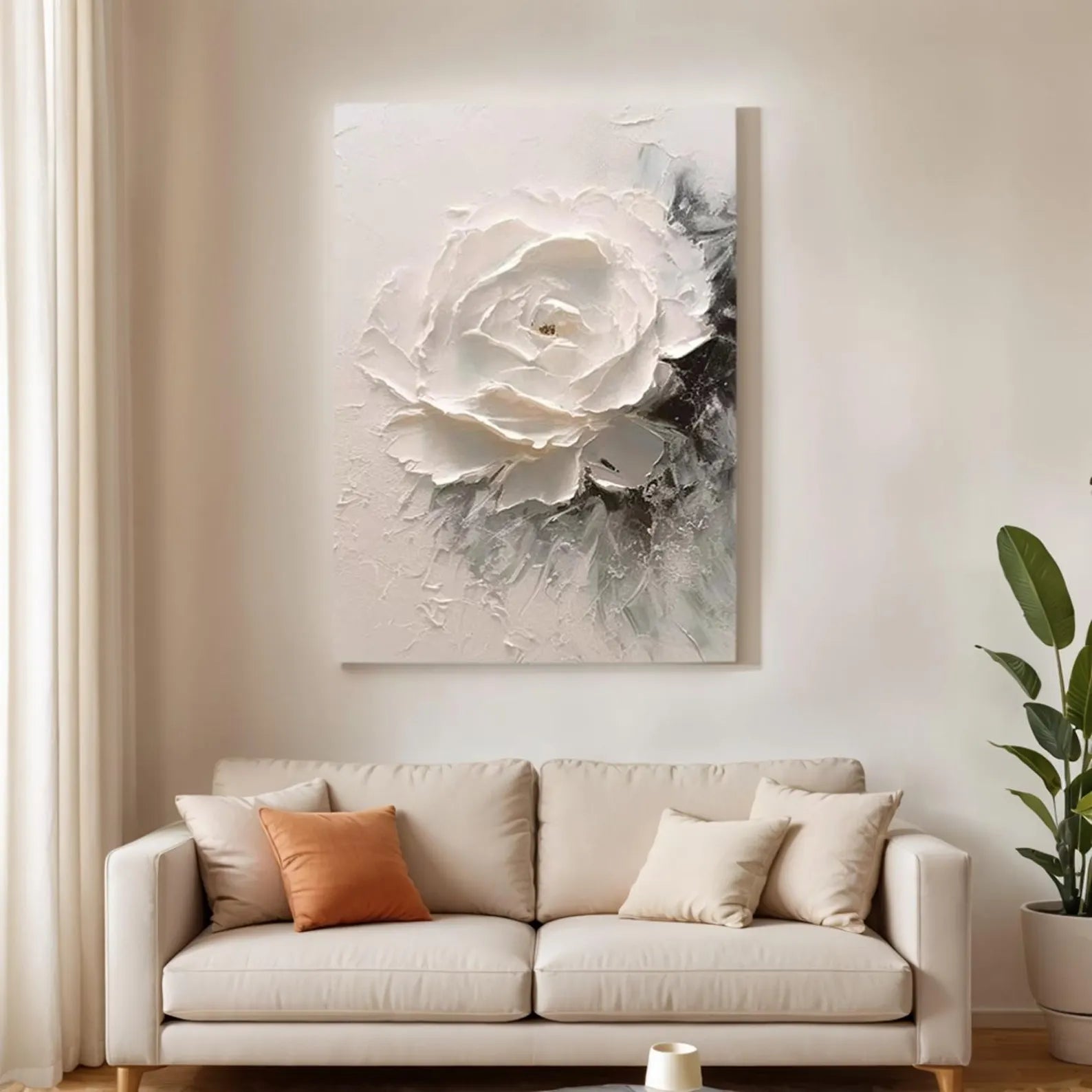 Textured Rosette Opulence | Alabaster Relief