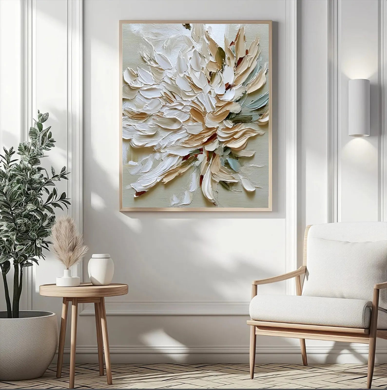 Textured Floral Elegance | Beige Blossom