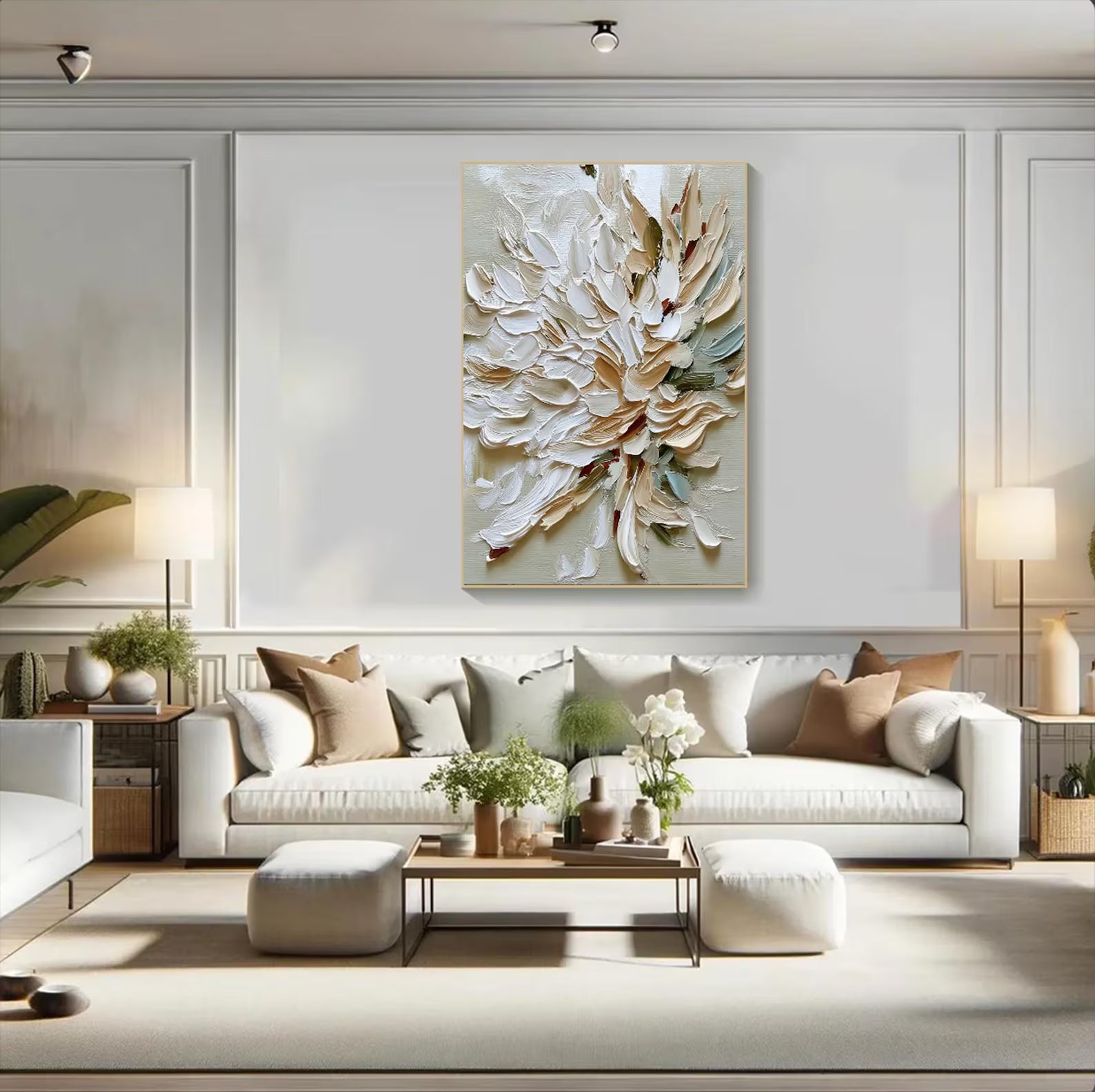 Textured Floral Elegance | Beige Blossom