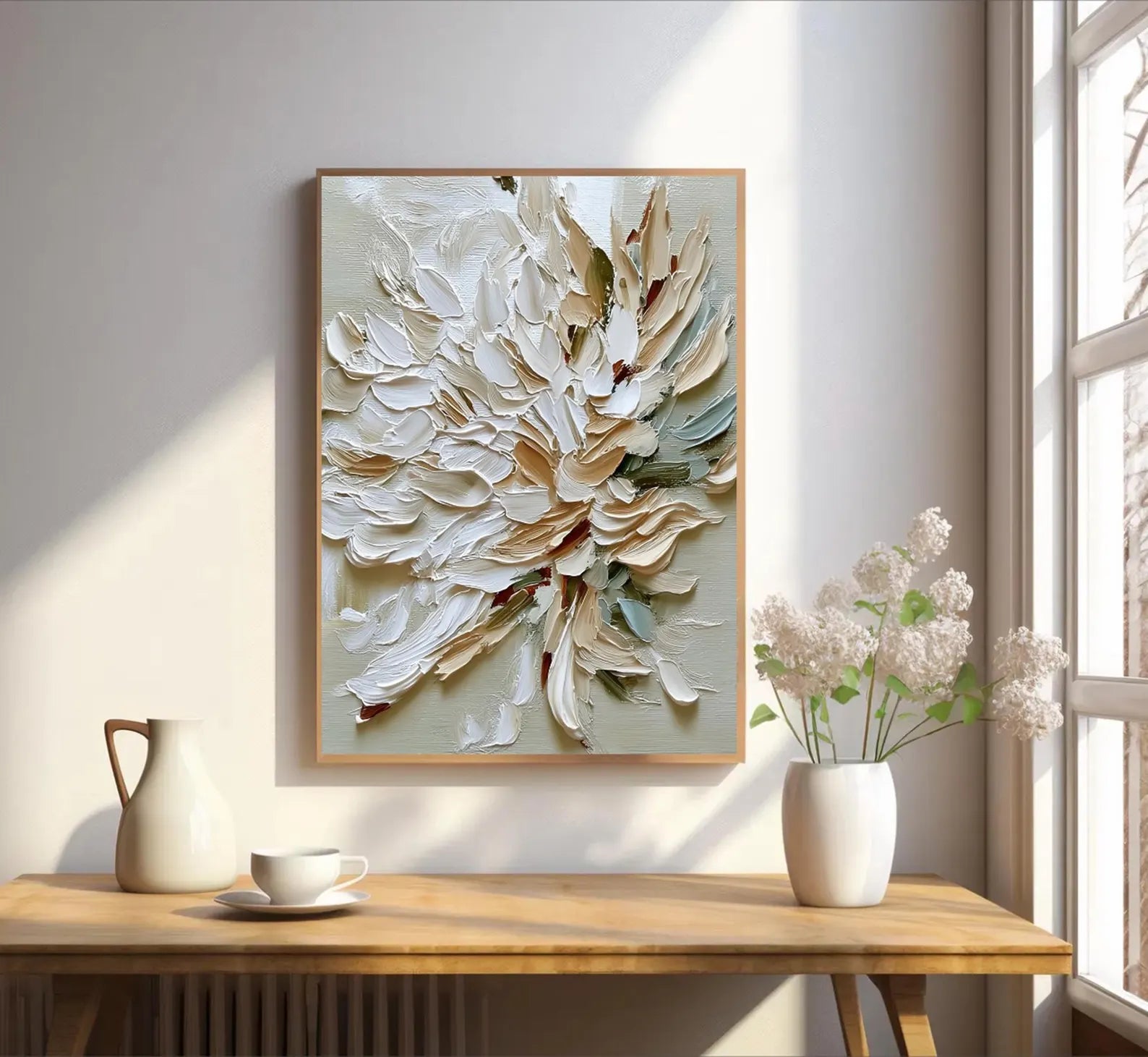Textured Floral Elegance | Beige Blossom