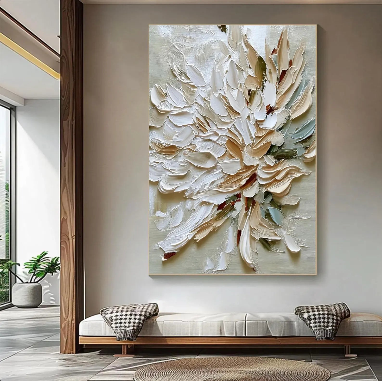 Textured Floral Elegance | Beige Blossom