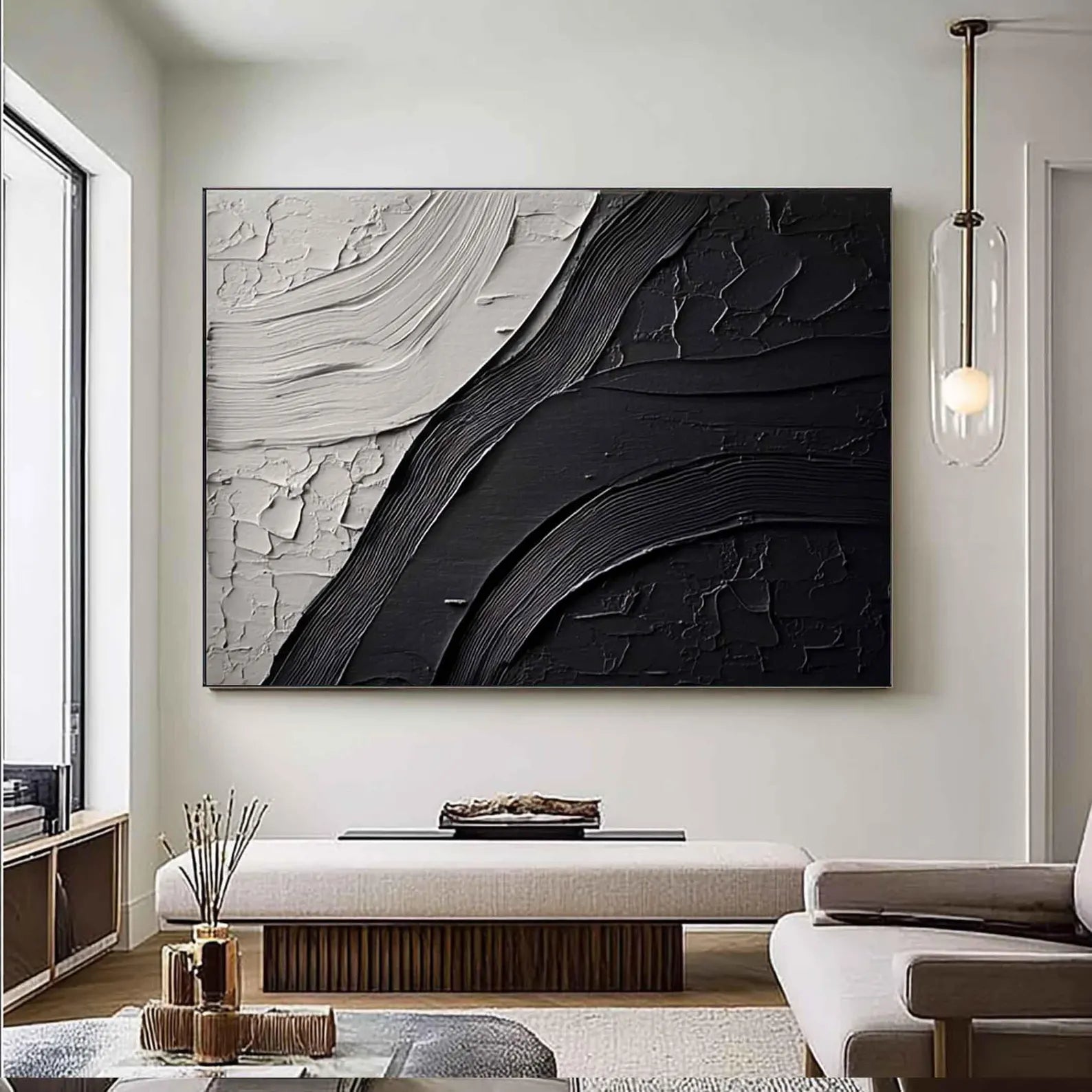 Textured Contrast Flow | Black White