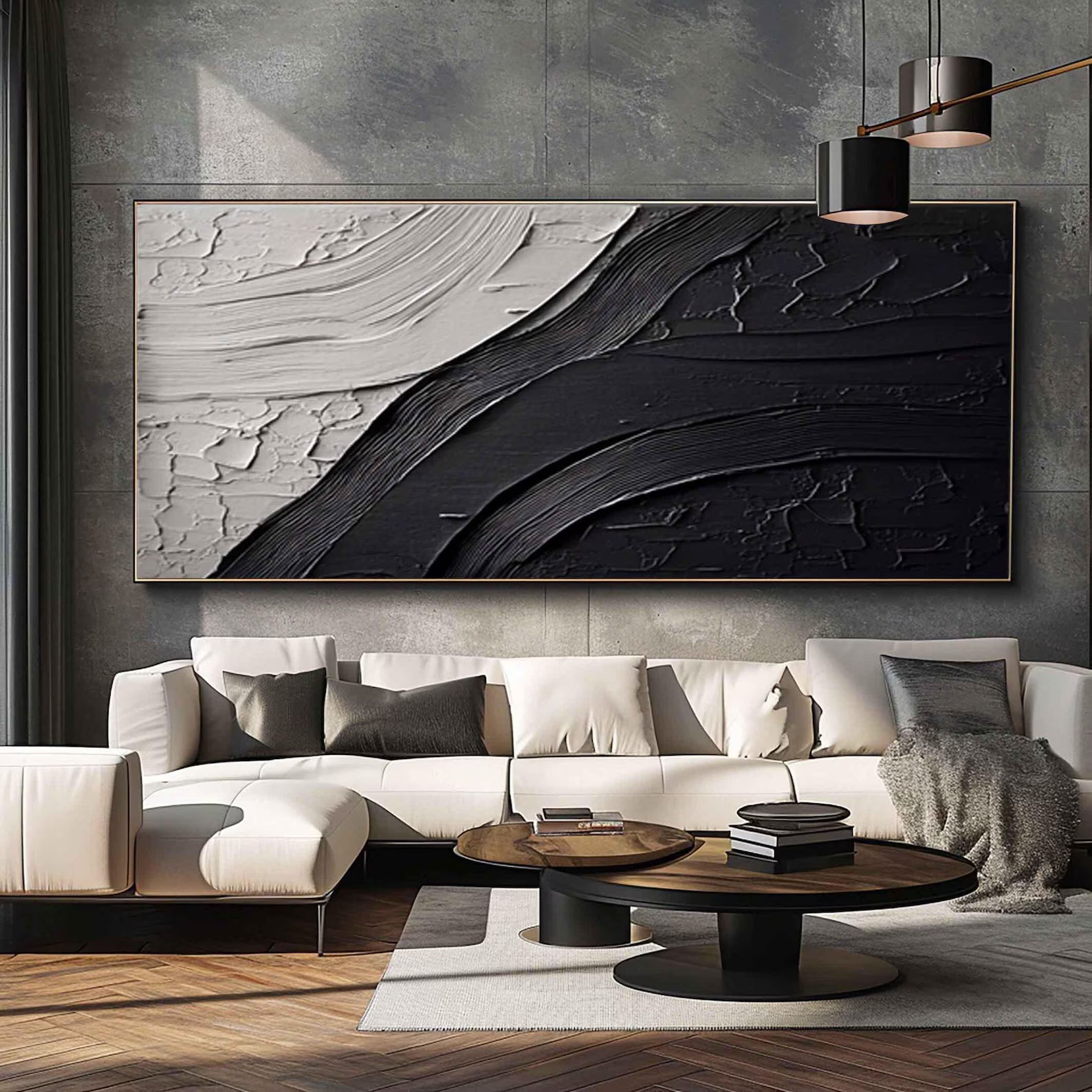 Textured Contrast Flow | Black White