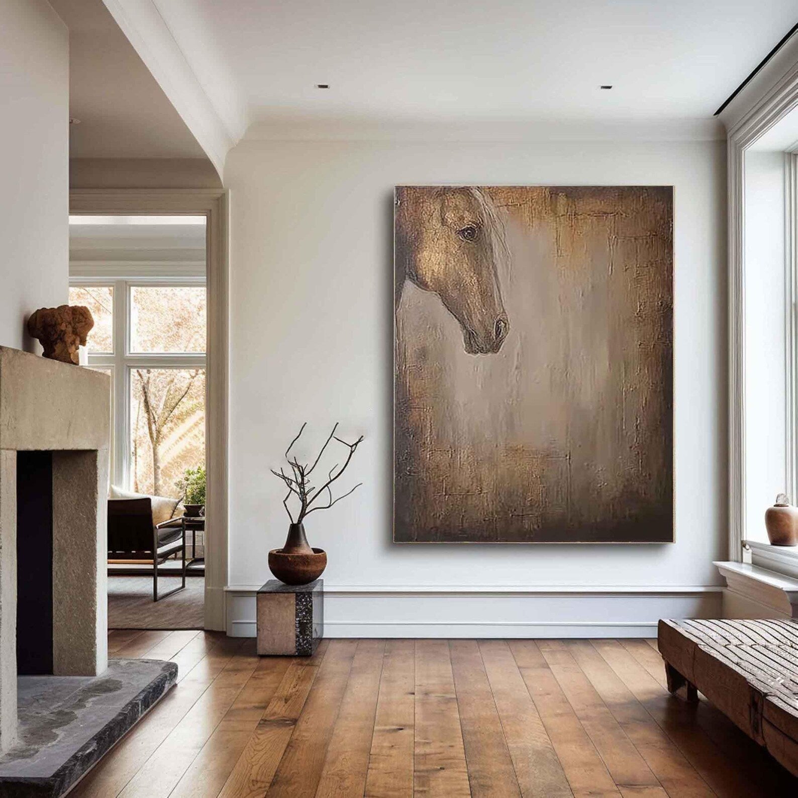 Textured Equine Grandeur | Brown Beige