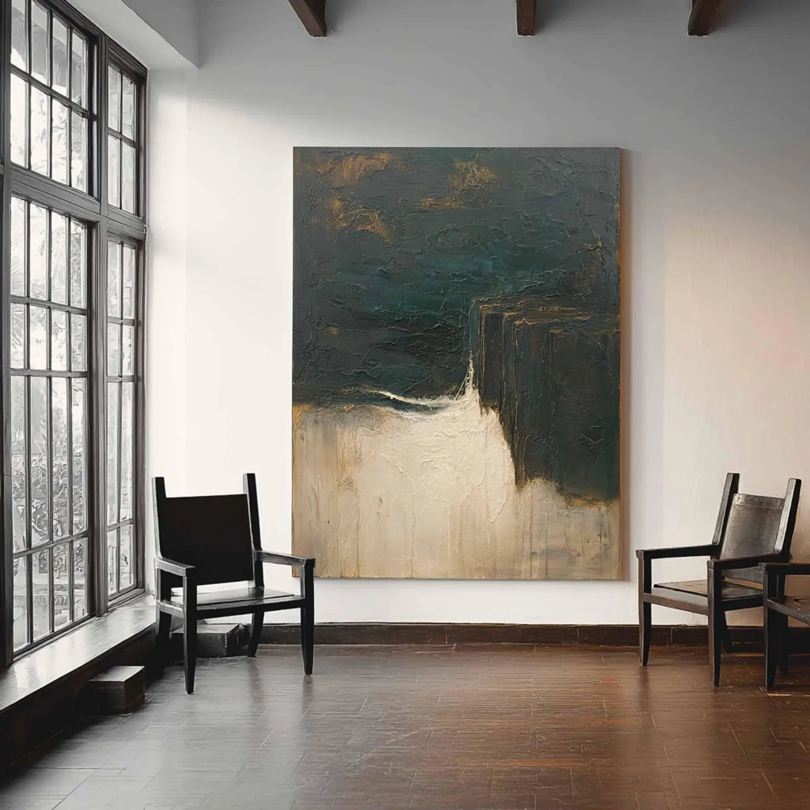 Textured Abstract Depth | Teal Beige