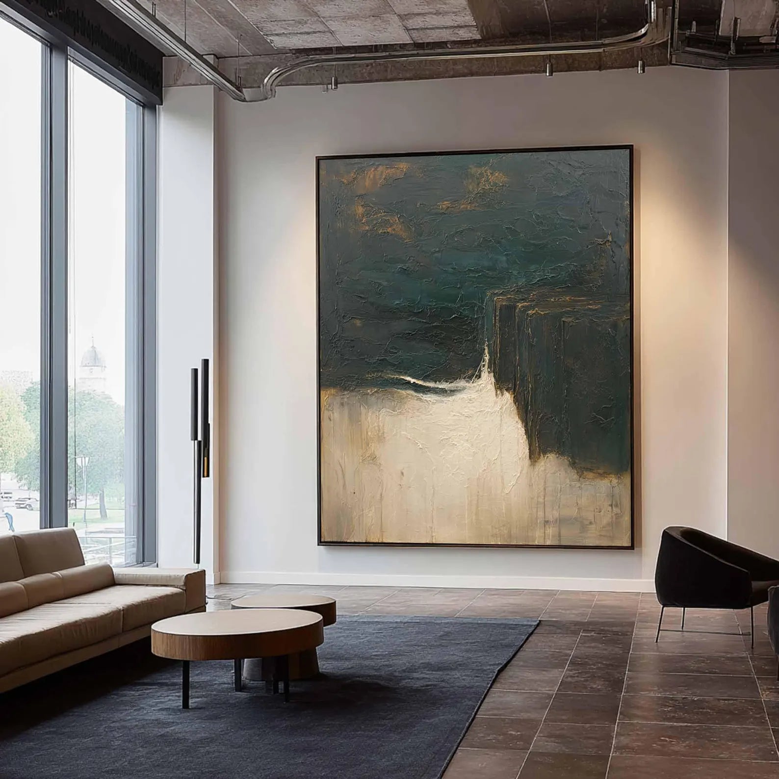 Textured Abstract Depth | Teal Beige