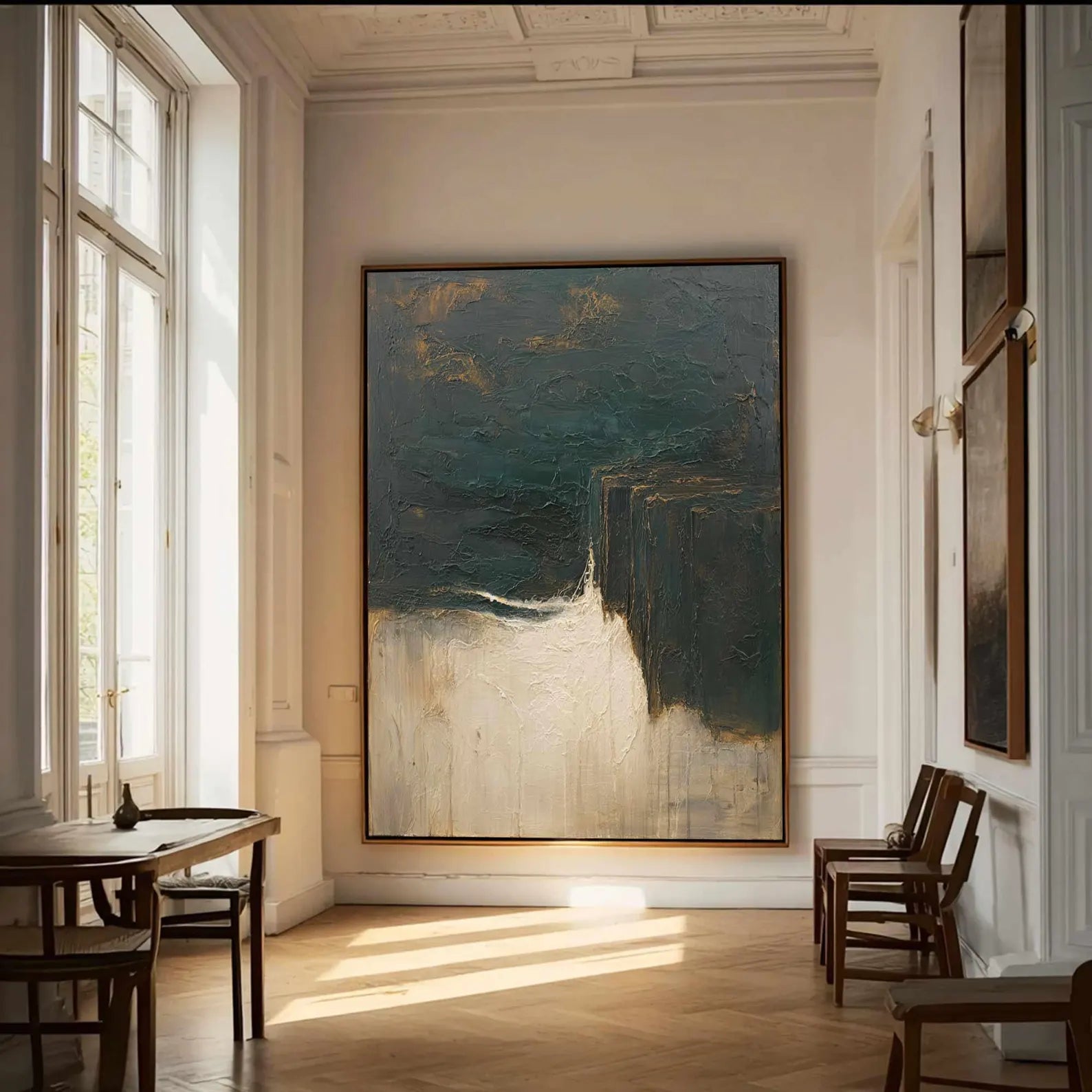 Textured Abstract Depth | Teal Beige