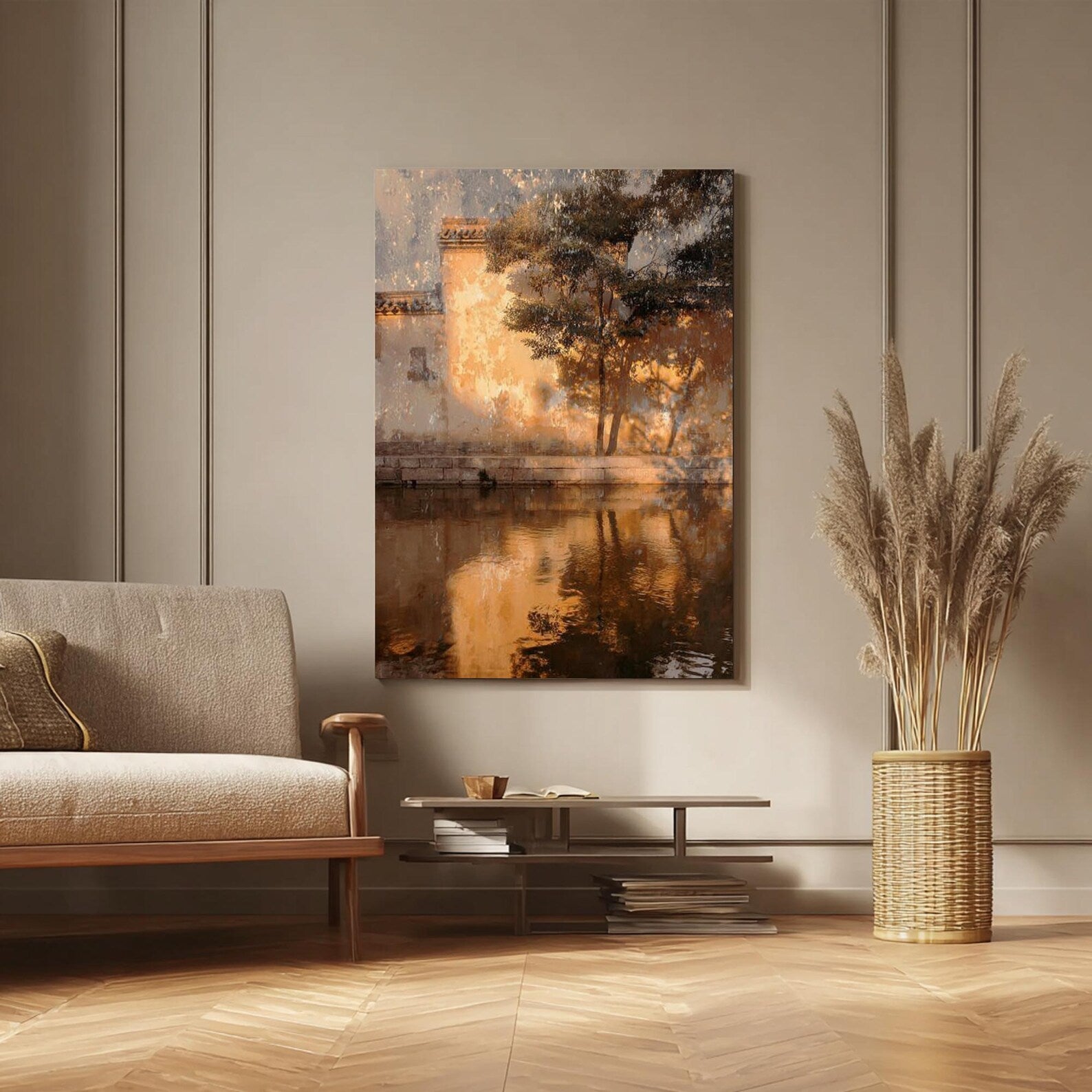 Textured Waterscape Opulence | Amber Reflections