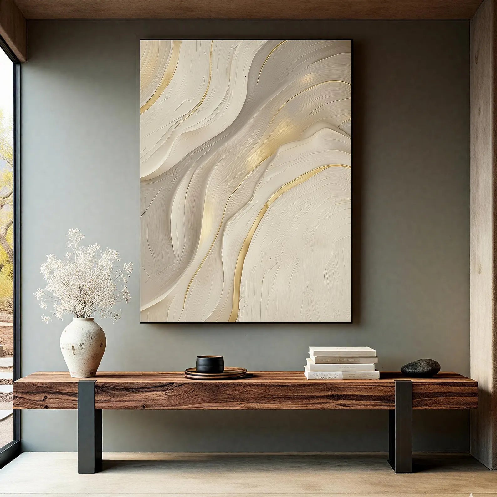 Textured Flowing Elegance | Gold Accents