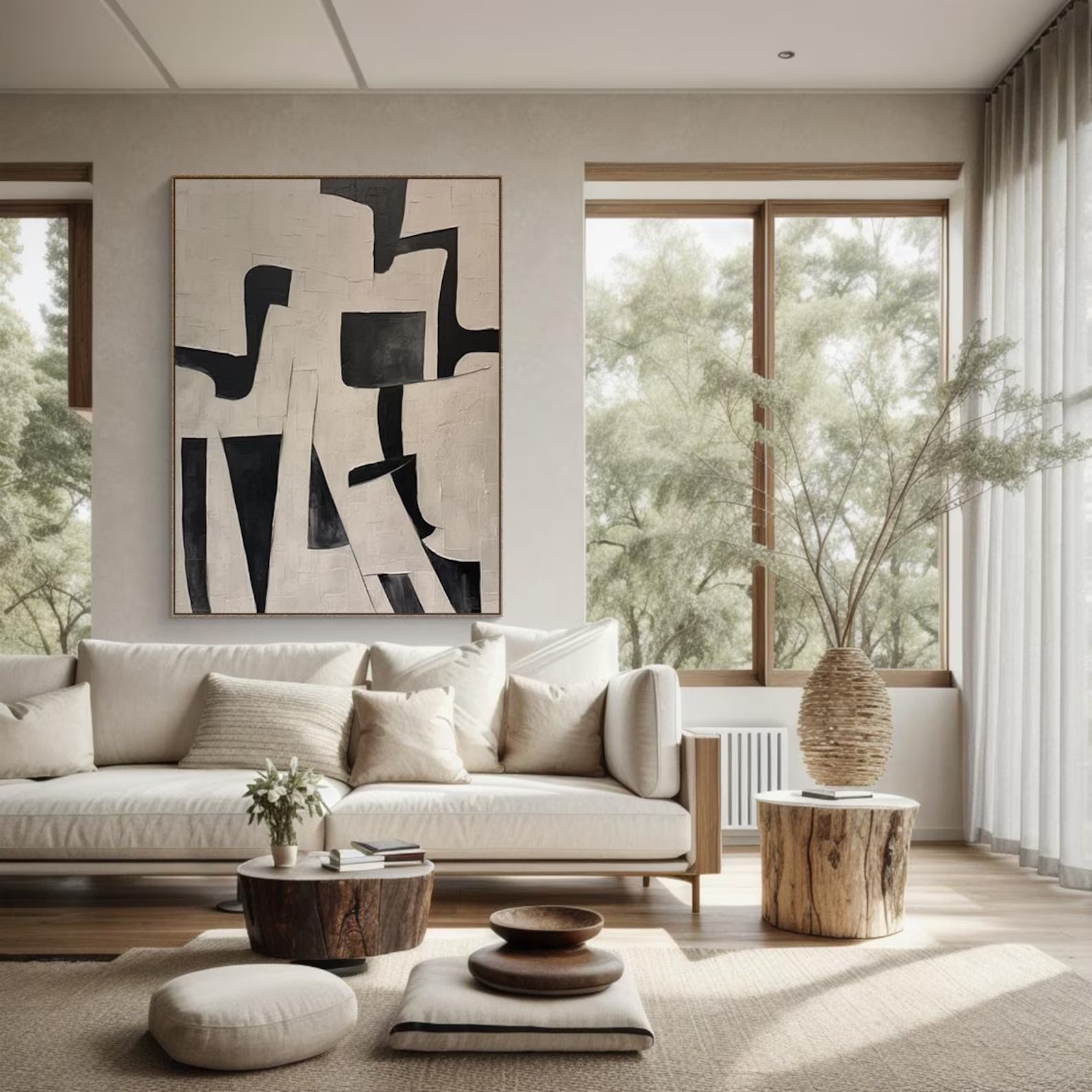 Textured Geometric Simplicity | Black Beige