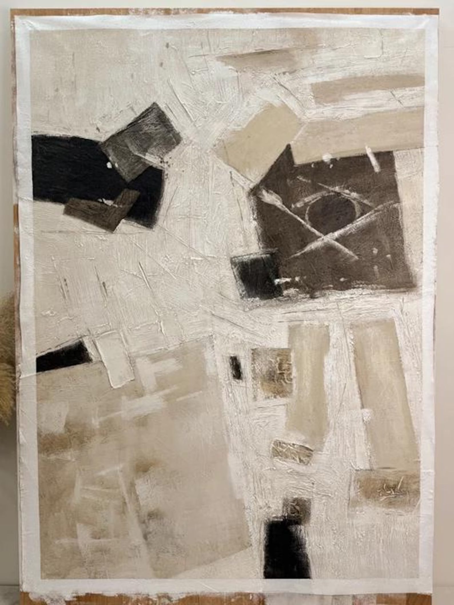 Textured Geometric Neutrals | Beige Black