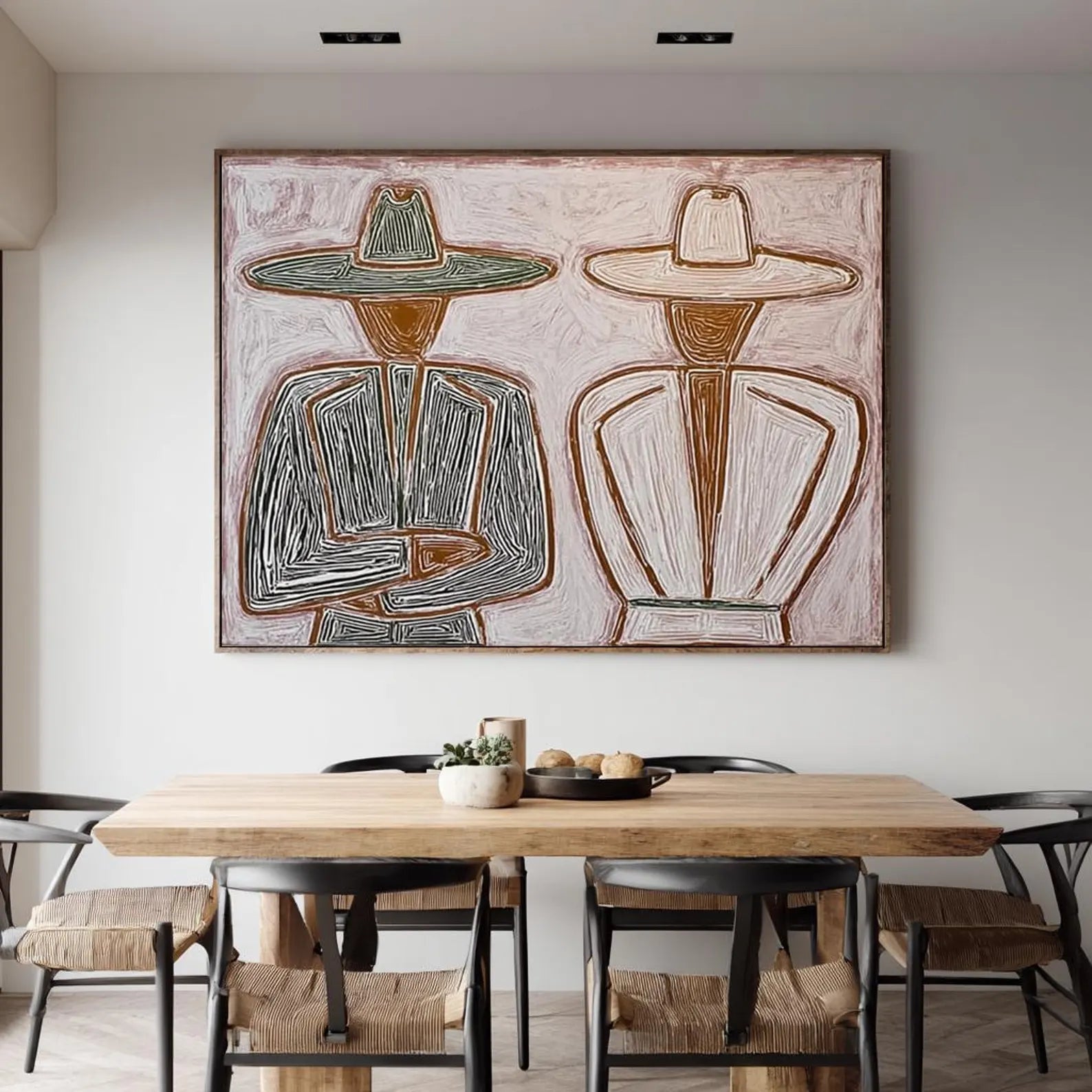 Textured Hat-Clad Silhouettes | Blush Hues