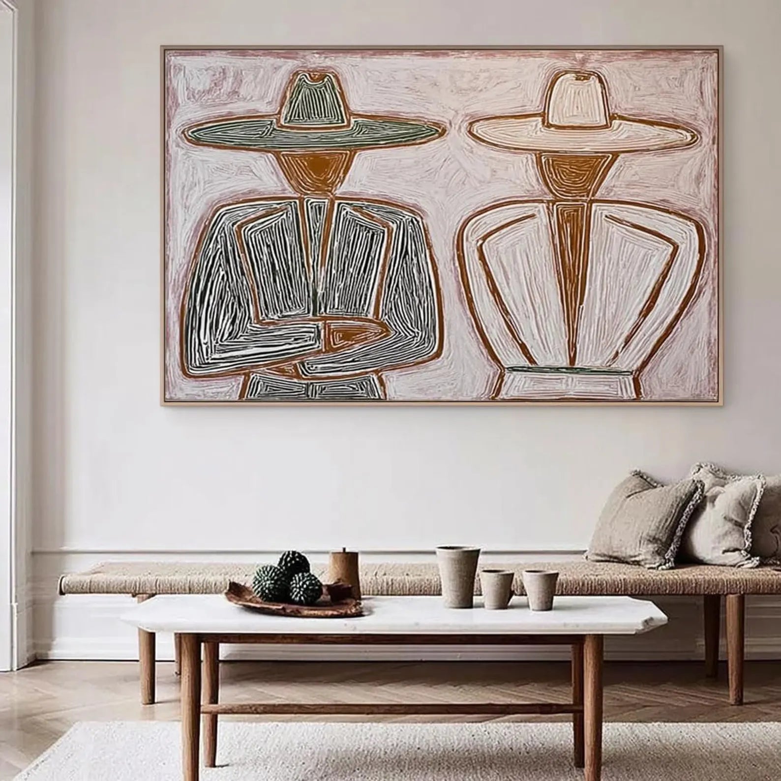 Textured Hat-Clad Silhouettes | Blush Hues
