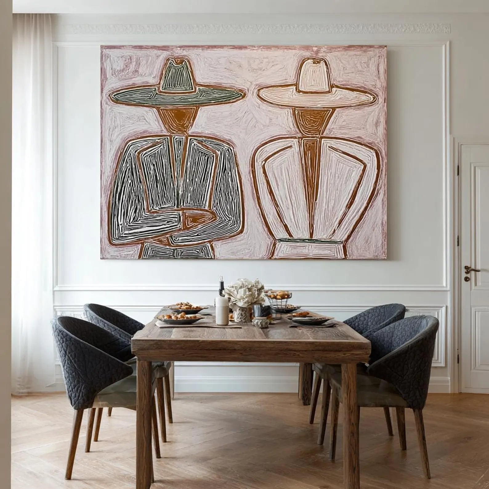 Textured Hat-Clad Silhouettes | Blush Hues