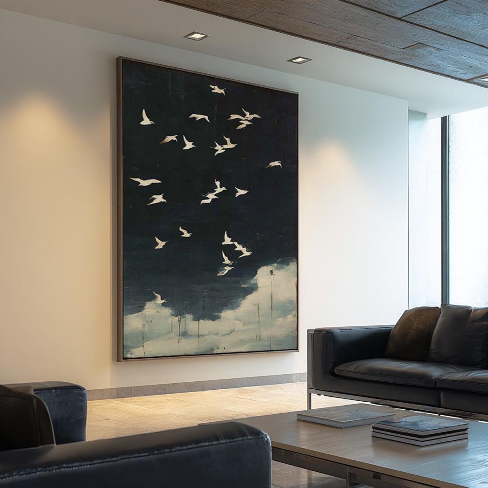 Textured Avian Nocturne | Ebony Skies